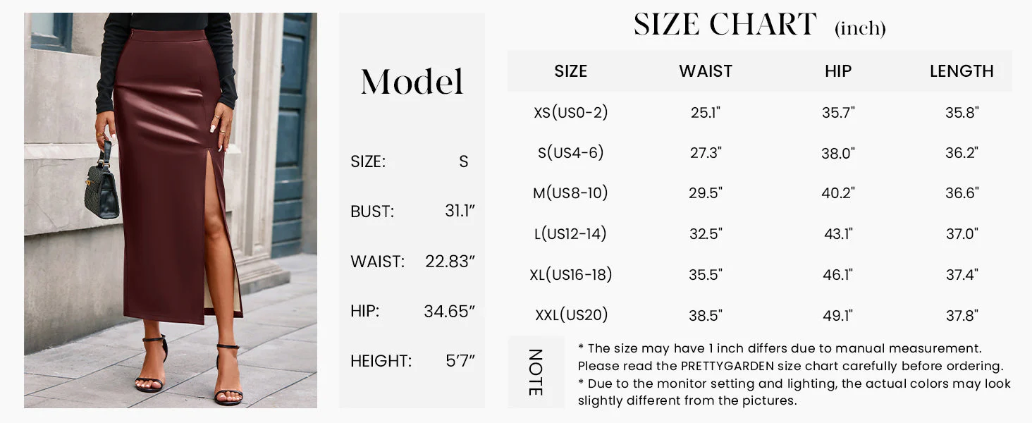 PRETTYGARDEN Womens Faux Leather Skirt Fall Bodycon High Waisted Slit Dressy Casual Winter Maxi Long Pencil Skirts - Image 6