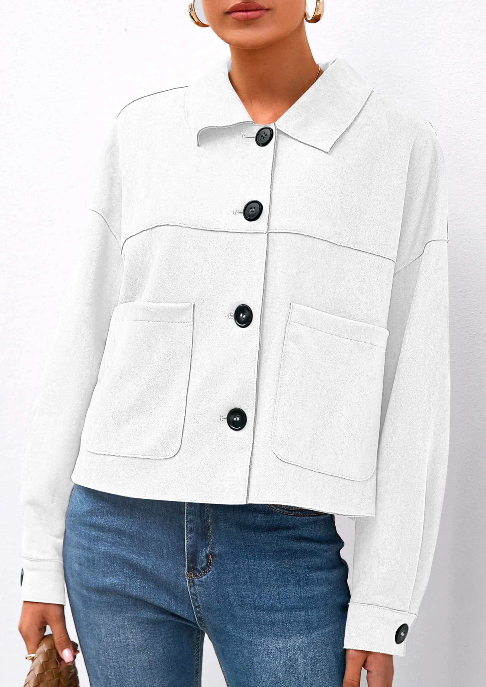 PRETTYGARDEN Women's Faux Suede Cropped Jacket Casual Lightweight Fall Fashion Winter Coats Outerwear Trendy Clothes - Image 12