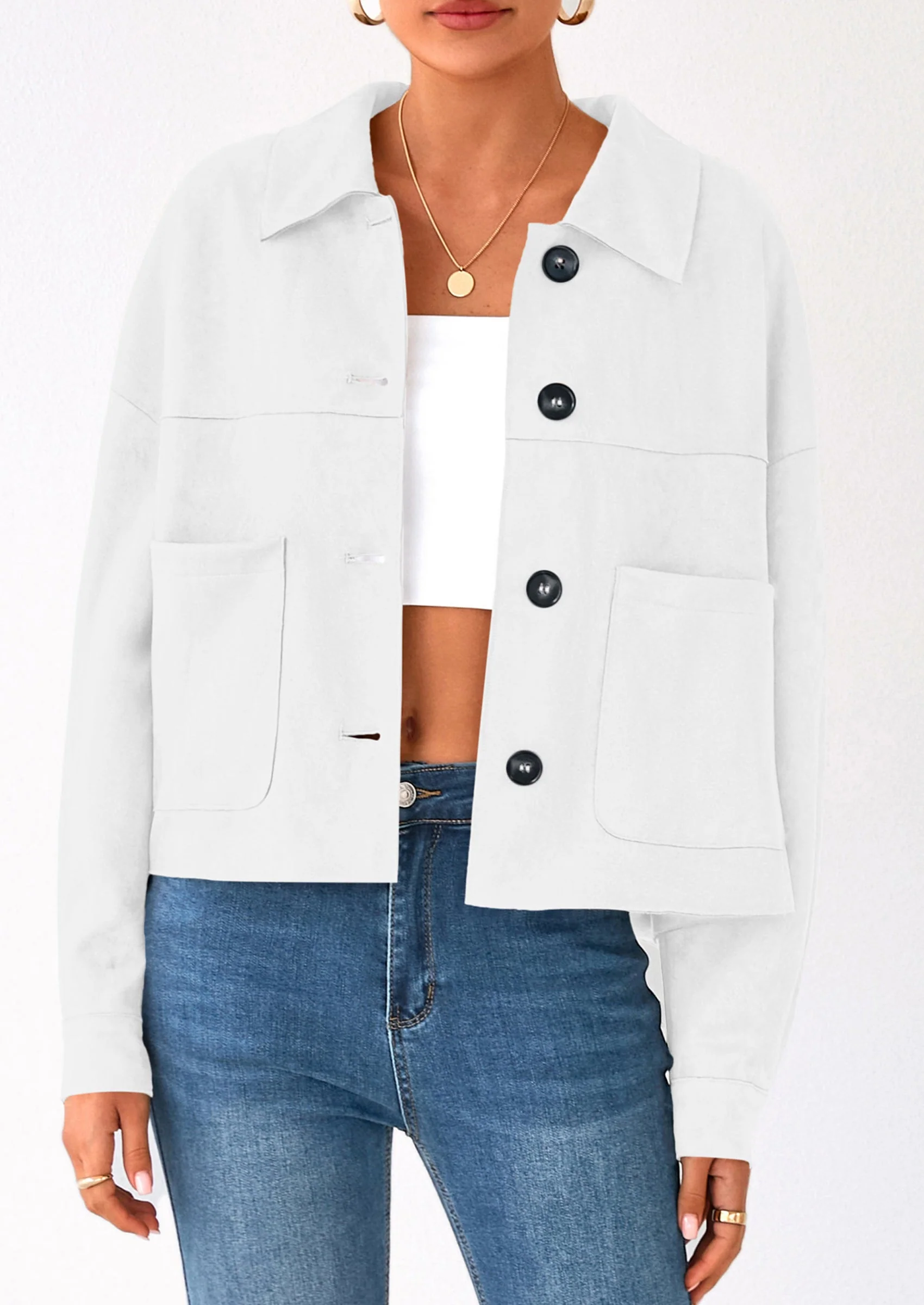 PRETTYGARDEN Women's Faux Suede Cropped Jacket Casual Lightweight Fall Fashion Winter Coats Outerwear Trendy Clothes - Image 13