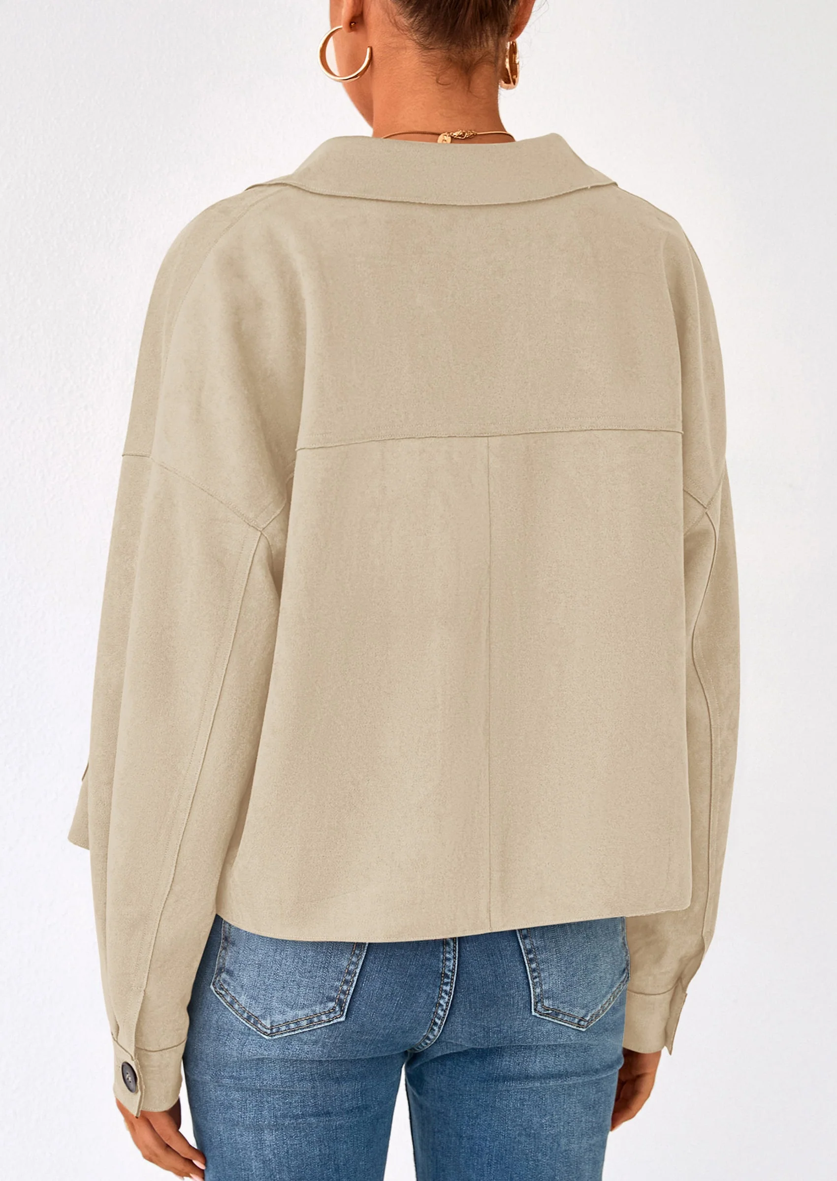 PRETTYGARDEN Women's Faux Suede Cropped Jacket Casual Lightweight Fall Fashion Winter Coats Outerwear Trendy Clothes - Image 15