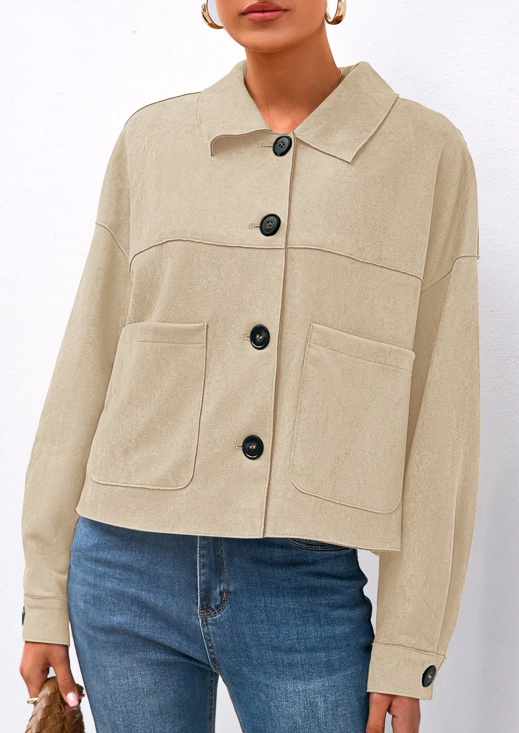 PRETTYGARDEN Women's Faux Suede Cropped Jacket Casual Lightweight Fall Fashion Winter Coats Outerwear Trendy Clothes - Image 17