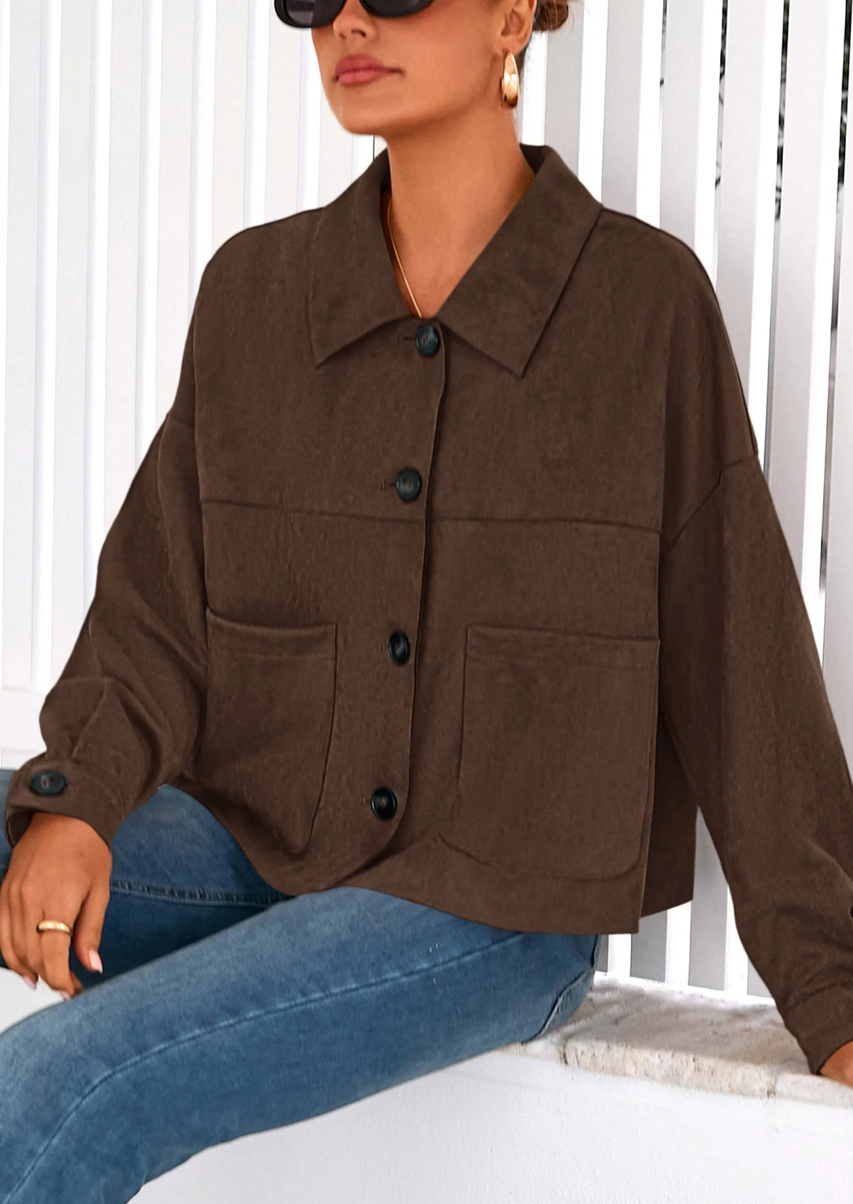 PRETTYGARDEN Women's Faux Suede Cropped Jacket Casual Lightweight Fall Fashion Winter Coats Outerwear Trendy Clothes - Image 23