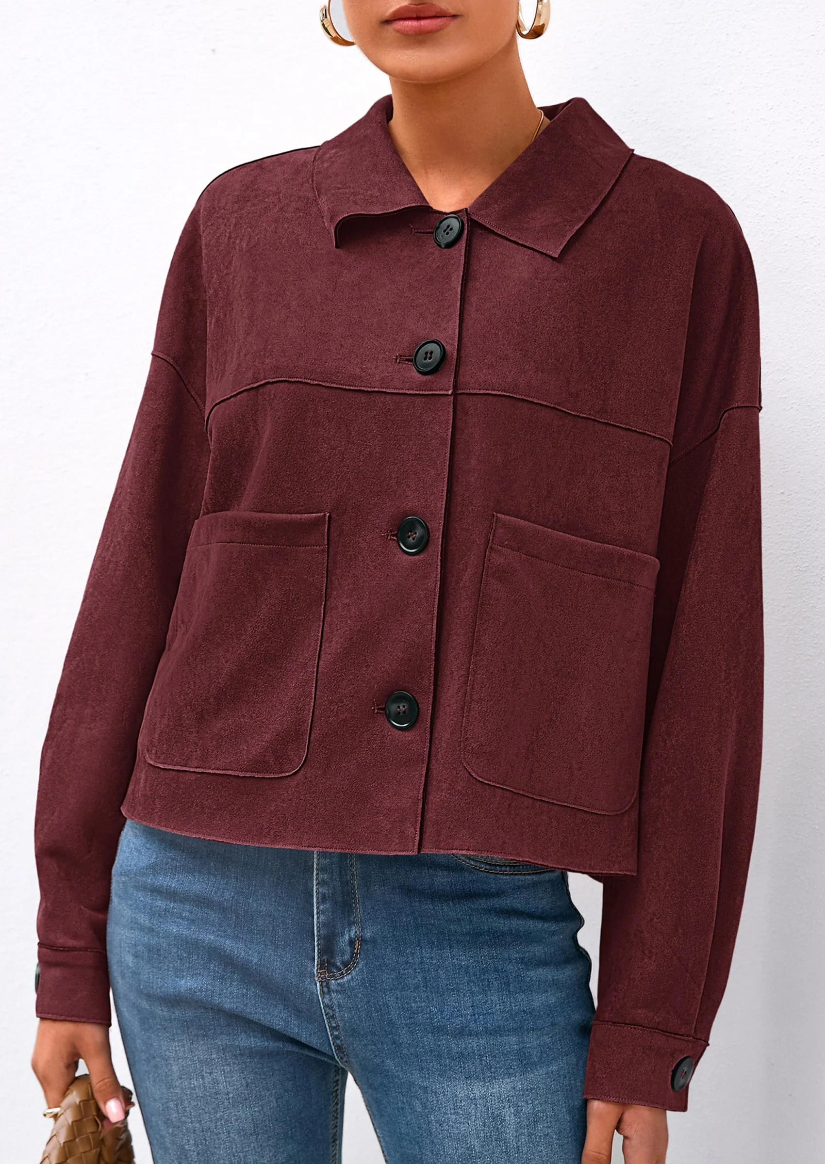 PRETTYGARDEN Women's Faux Suede Cropped Jacket Casual Lightweight Fall Fashion Winter Coats Outerwear Trendy Clothes - Image 29