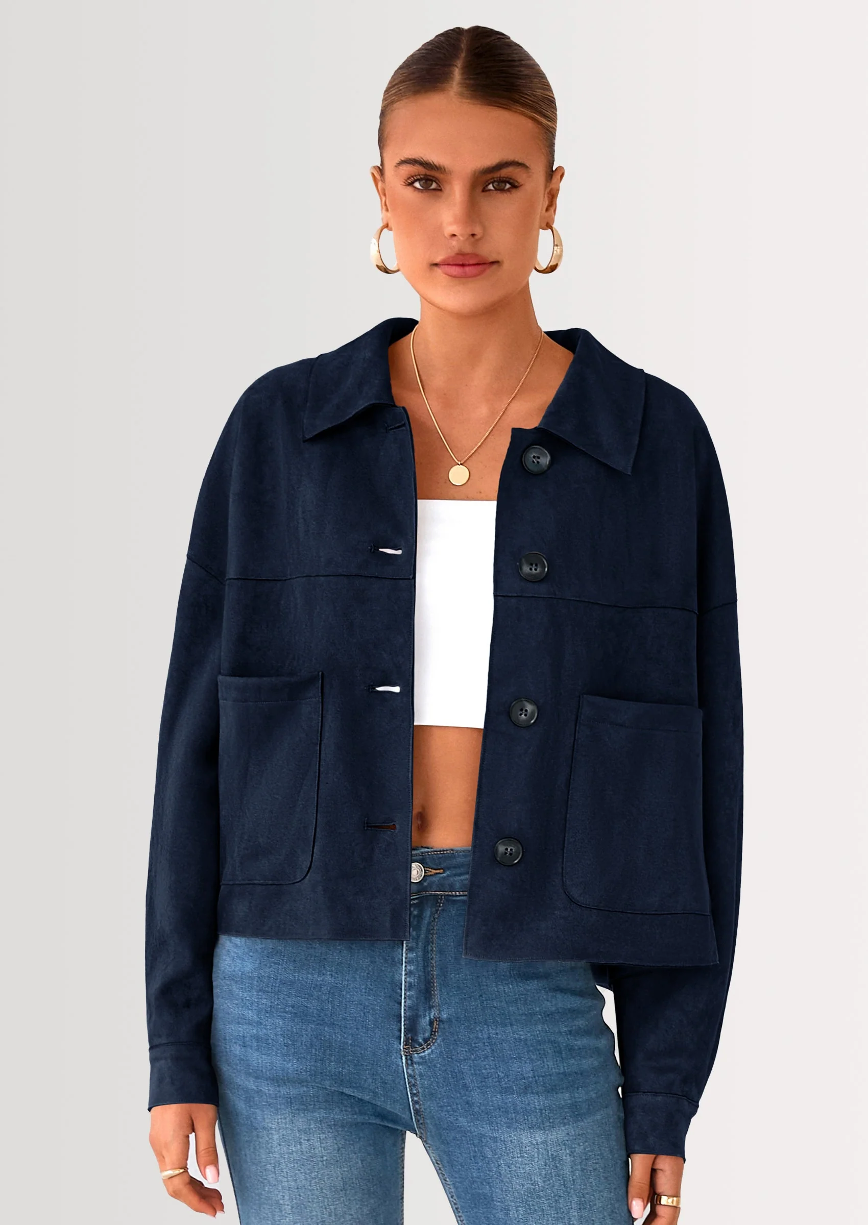 PRETTYGARDEN Women's Faux Suede Cropped Jacket Casual Lightweight Fall Fashion Winter Coats Outerwear Trendy Clothes - Image 31