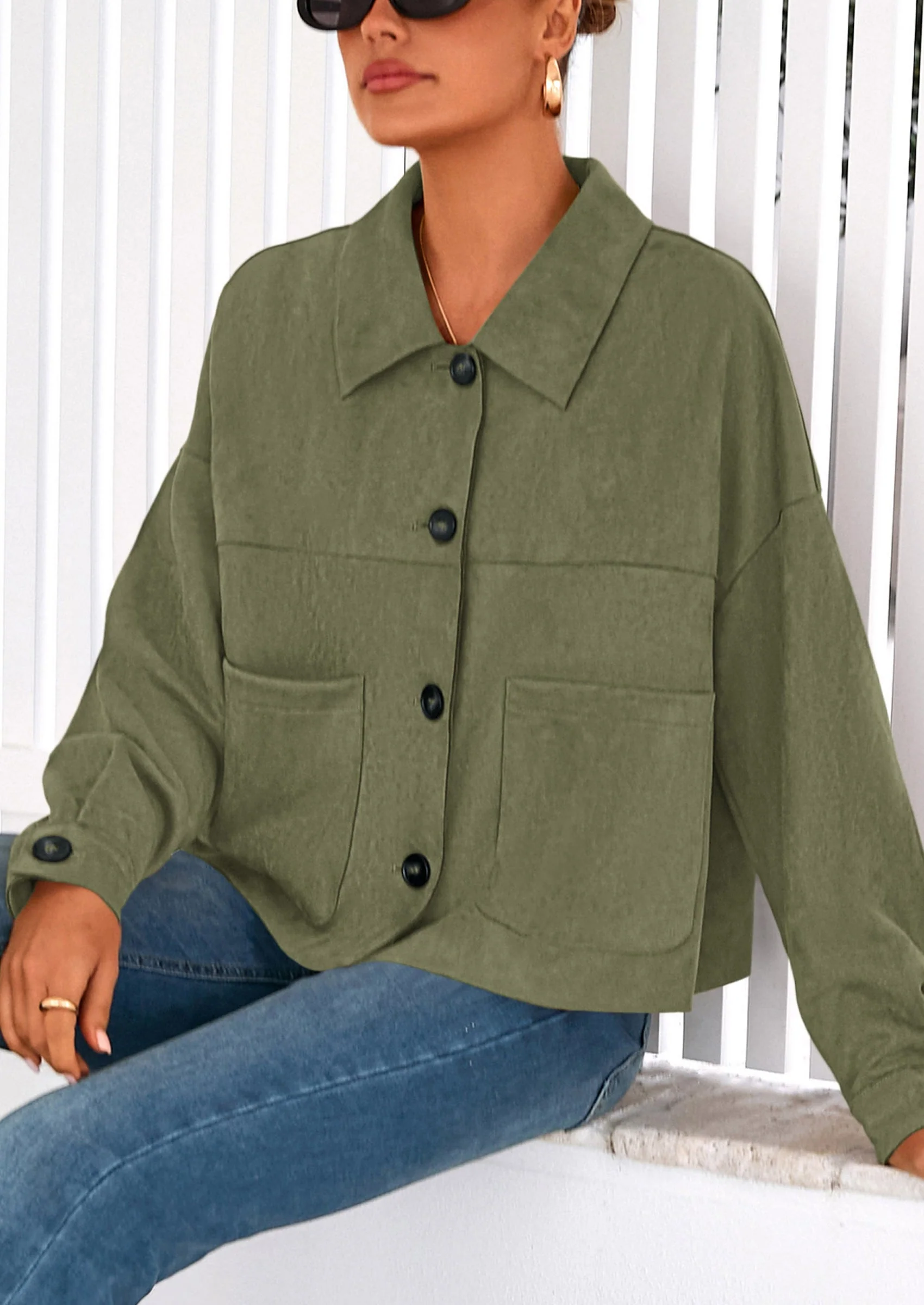 PRETTYGARDEN Women's Faux Suede Cropped Jacket Casual Lightweight Fall Fashion Winter Coats Outerwear Trendy Clothes - Image 46