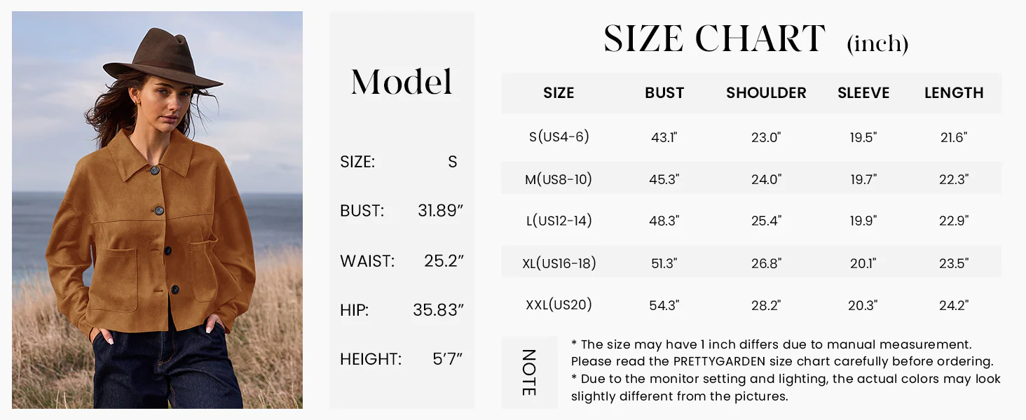 PRETTYGARDEN Women's Faux Suede Cropped Jacket Casual Lightweight Fall Fashion Winter Coats Outerwear Trendy Clothes - Image 7