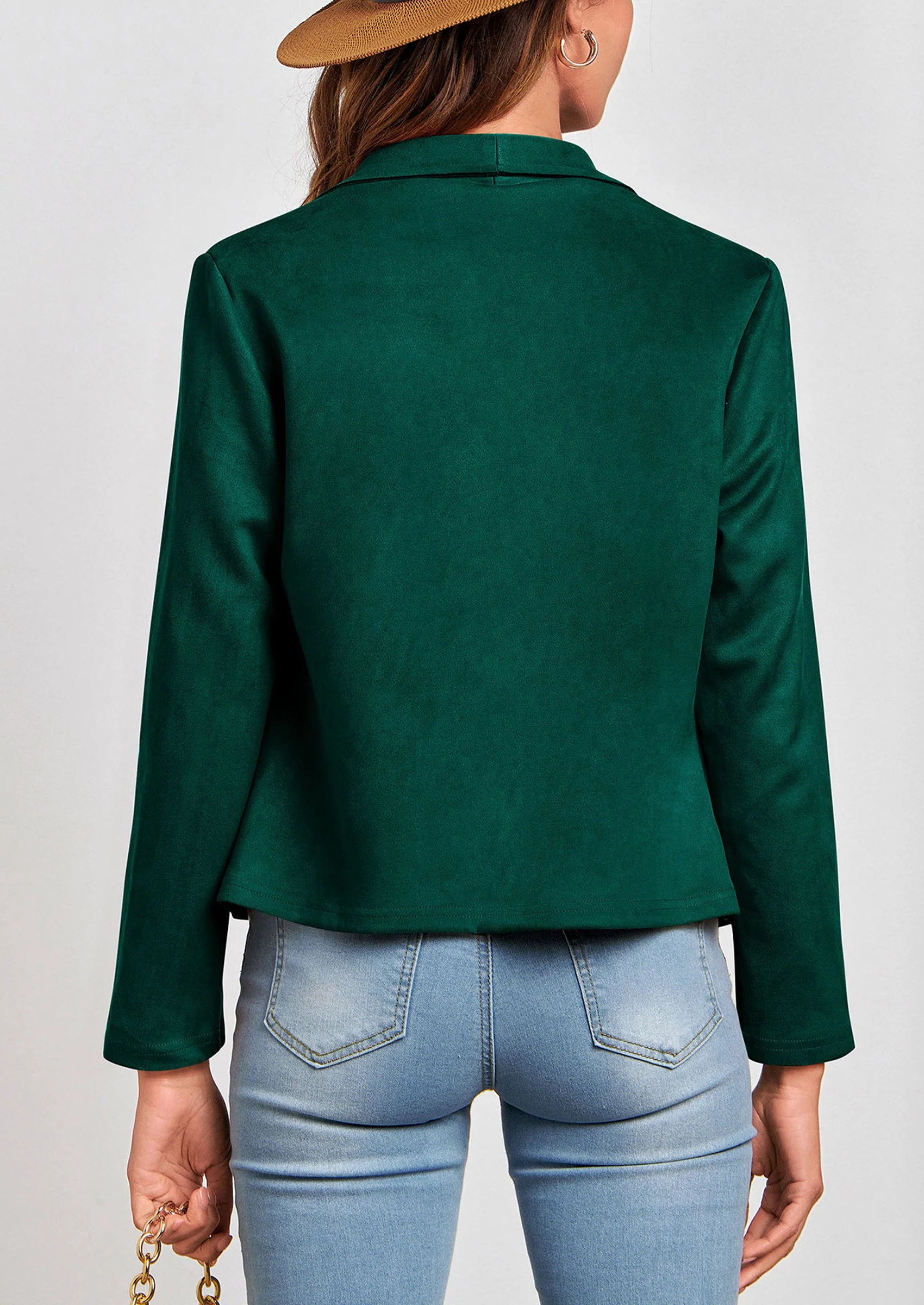 PRETTYGARDEN Women's Faux Suede Jackets Fashion Fall Clothes Long Sleeve Open Front Cropped Coat Outwear - Image 101