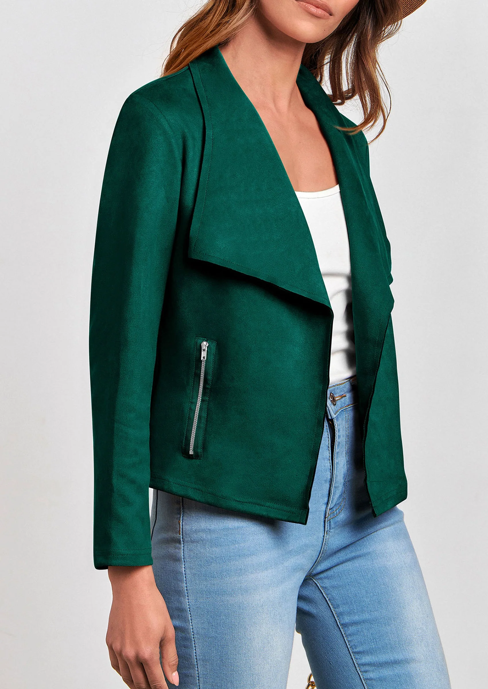 PRETTYGARDEN Women's Faux Suede Jackets Fashion Fall Clothes Long Sleeve Open Front Cropped Coat Outwear - Image 103