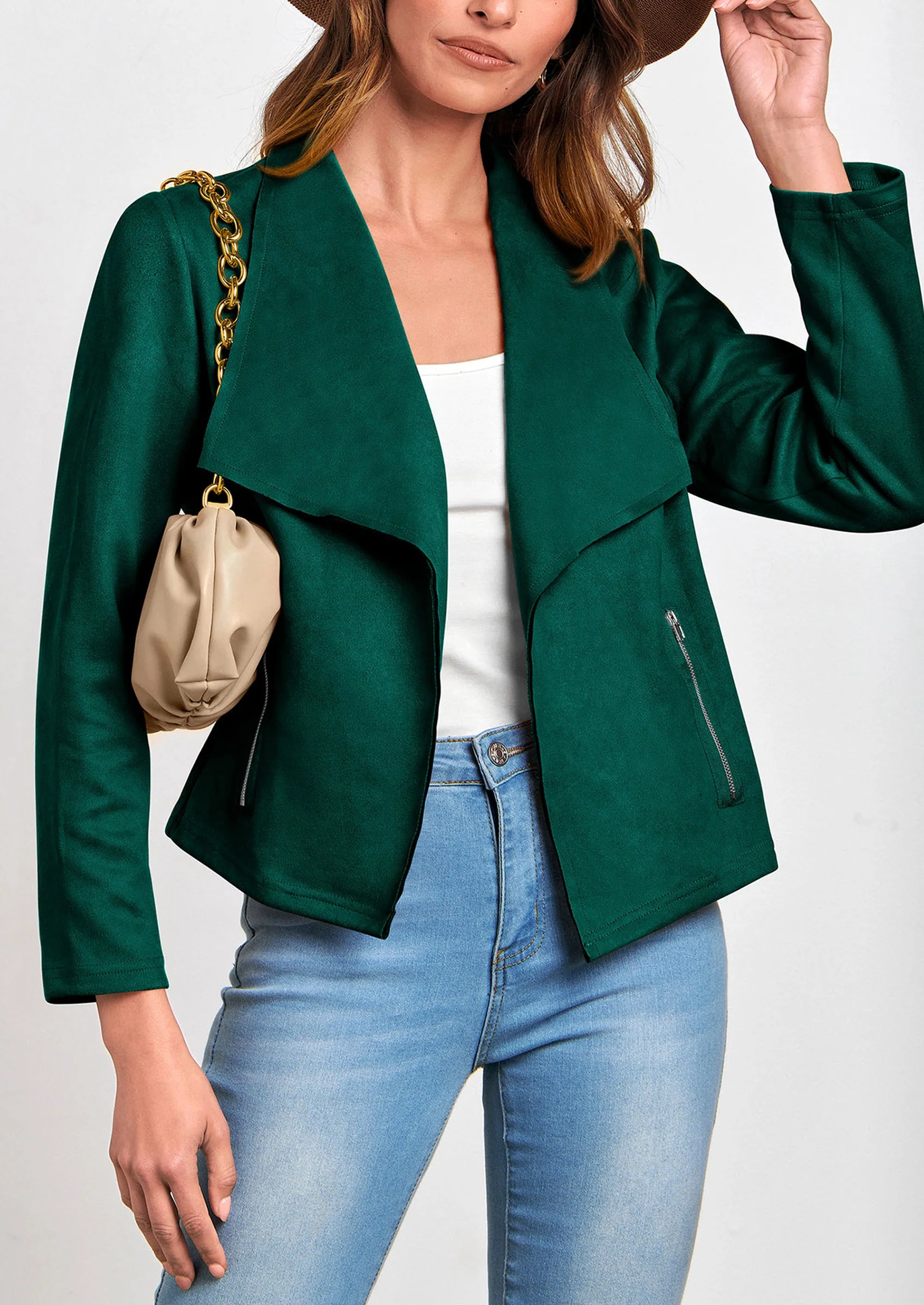 PRETTYGARDEN Women's Faux Suede Jackets Fashion Fall Clothes Long Sleeve Open Front Cropped Coat Outwear - Image 106