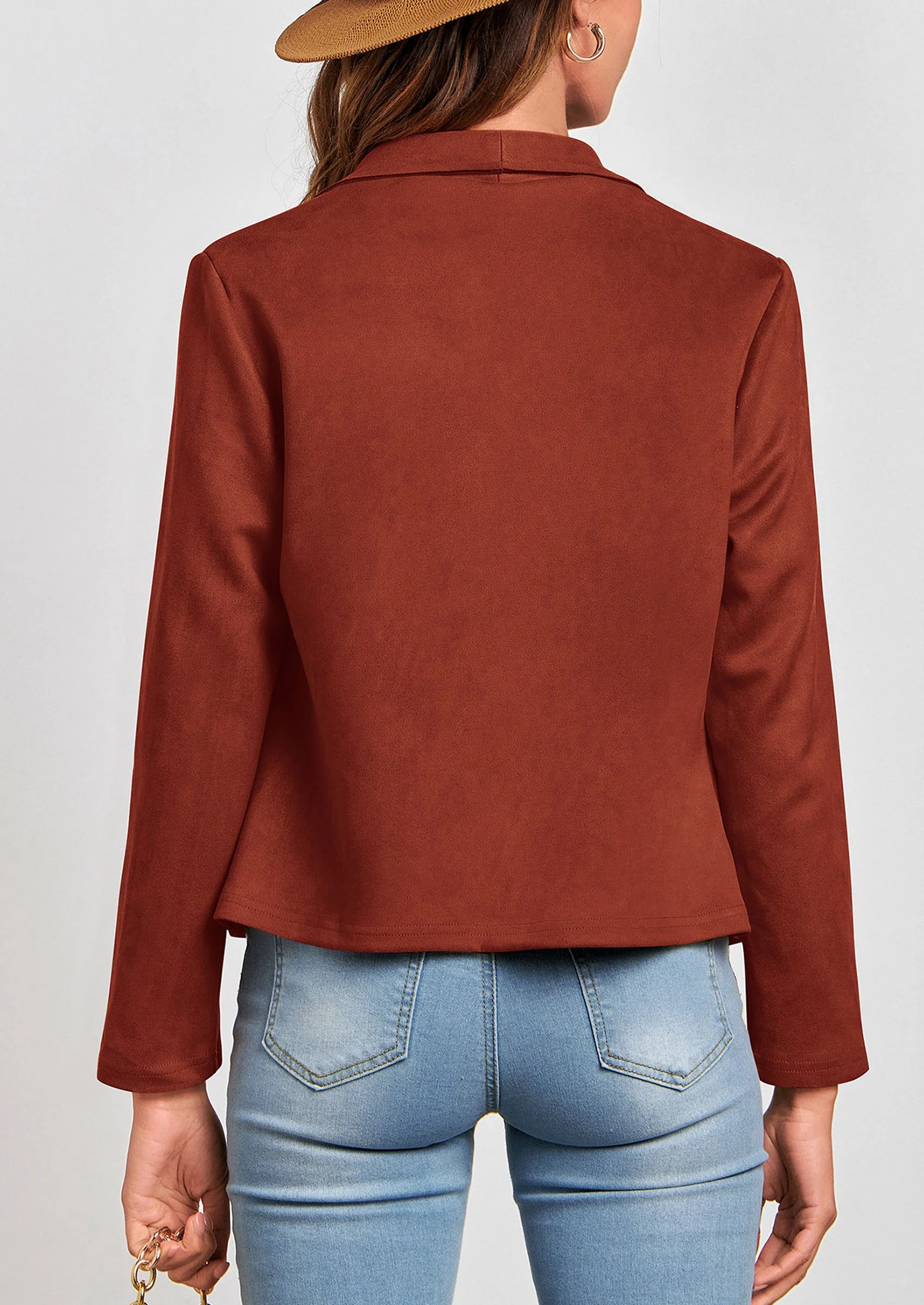 PRETTYGARDEN Women's Faux Suede Jackets Fashion Fall Clothes Long Sleeve Open Front Cropped Coat Outwear - Image 108