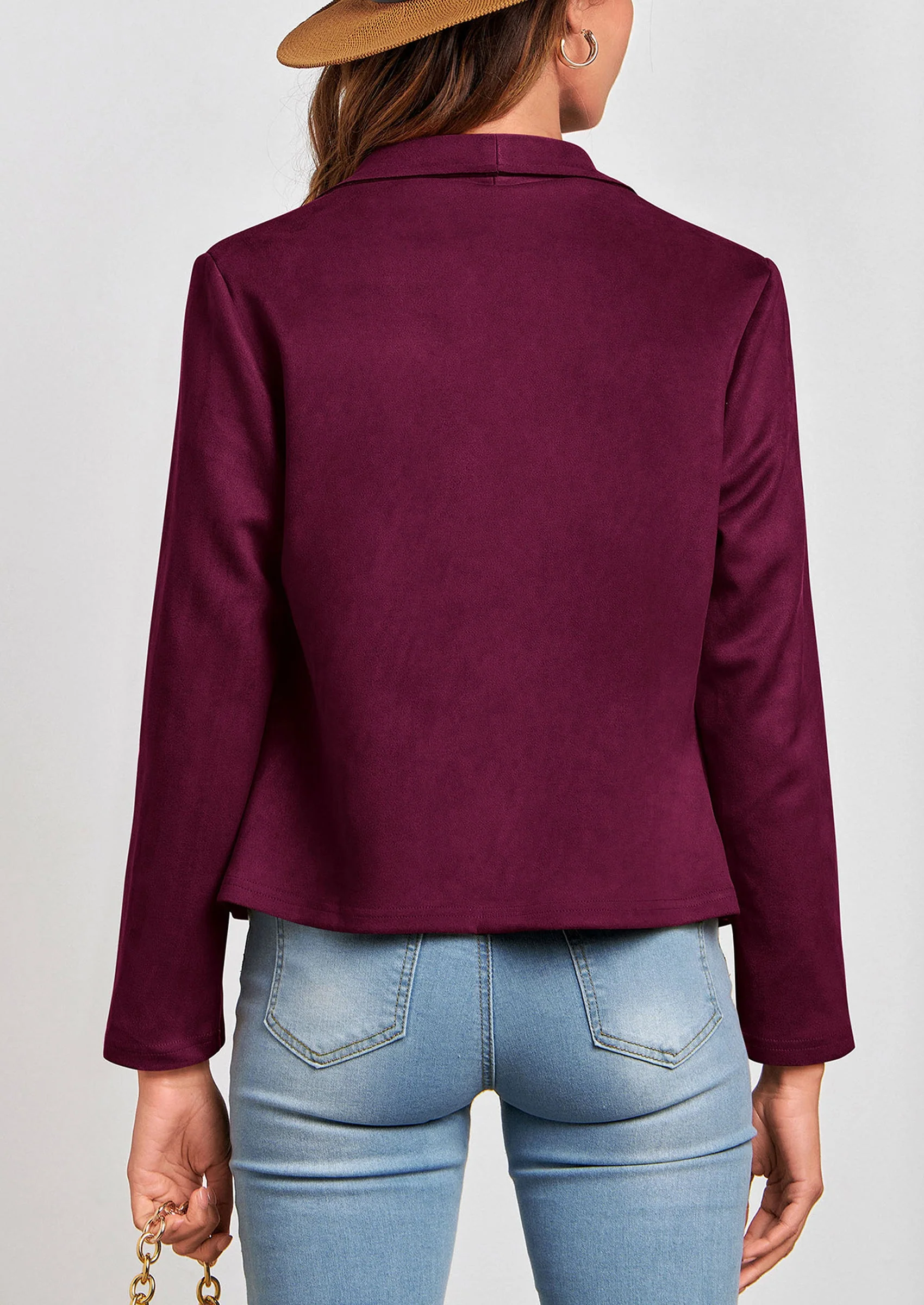 PRETTYGARDEN Women's Faux Suede Jackets Fashion Fall Clothes Long Sleeve Open Front Cropped Coat Outwear - Image 115