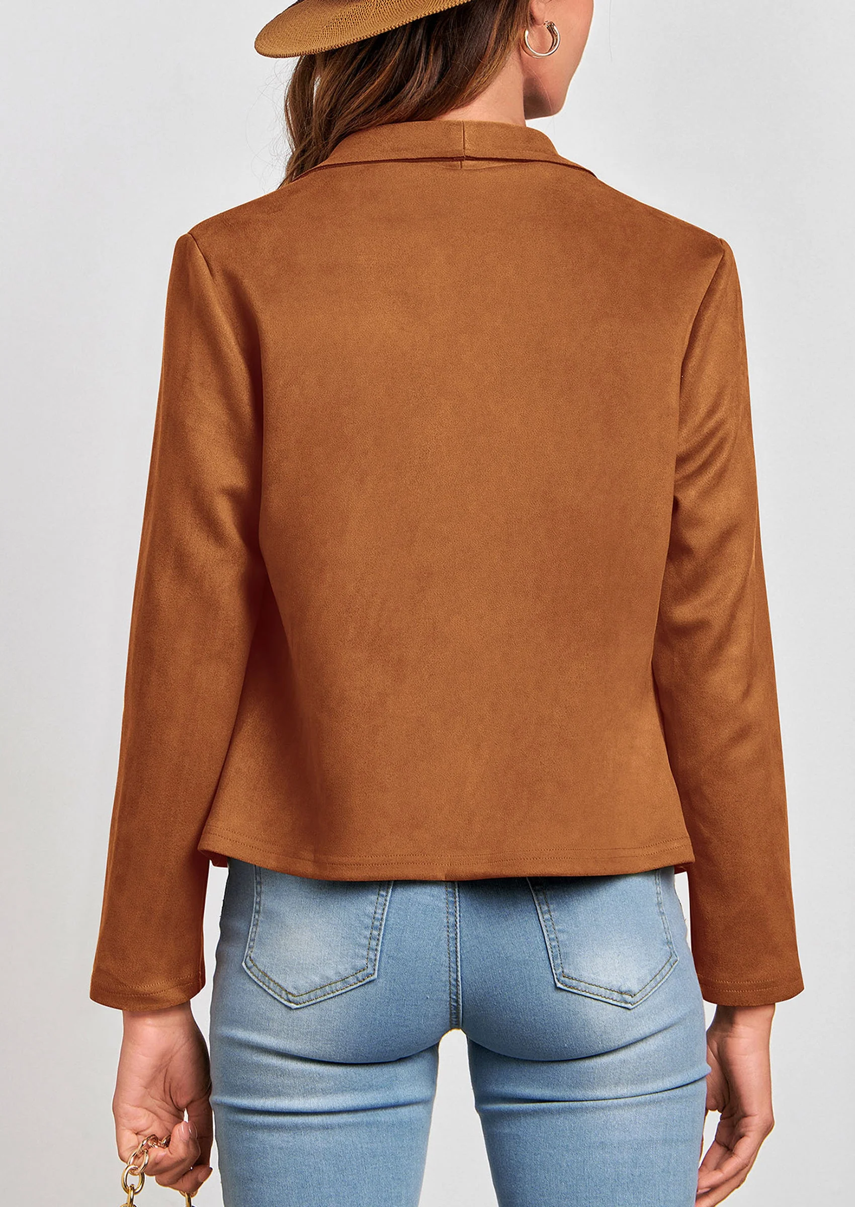 PRETTYGARDEN Women's Faux Suede Jackets Fashion Fall Clothes Long Sleeve Open Front Cropped Coat Outwear - Image 123