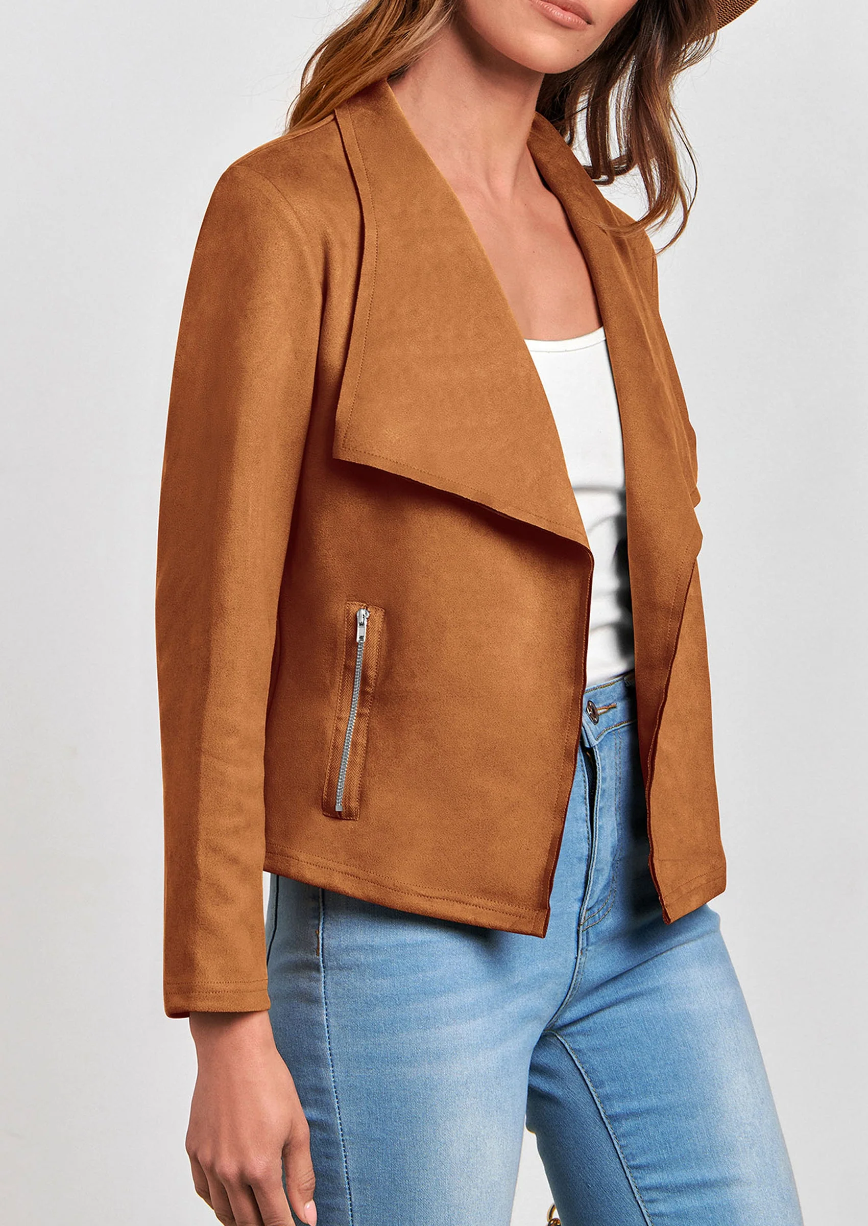 PRETTYGARDEN Women's Faux Suede Jackets Fashion Fall Clothes Long Sleeve Open Front Cropped Coat Outwear - Image 127