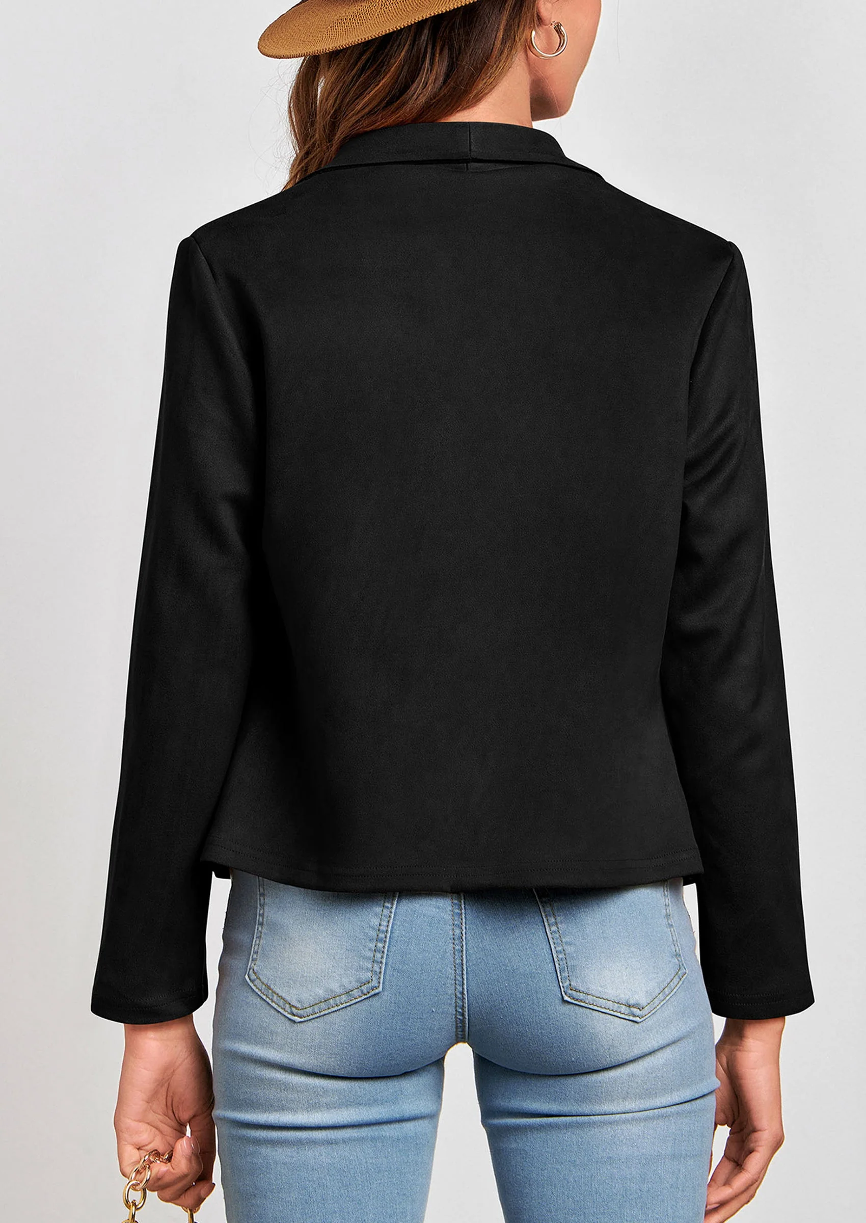 PRETTYGARDEN Women's Faux Suede Jackets Fashion Fall Clothes Long Sleeve Open Front Cropped Coat Outwear - Image 24