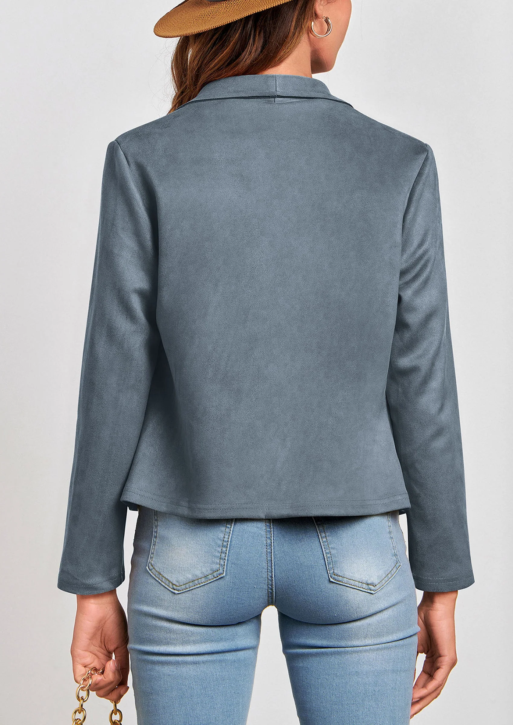 PRETTYGARDEN Women's Faux Suede Jackets Fashion Fall Clothes Long Sleeve Open Front Cropped Coat Outwear - Image 38