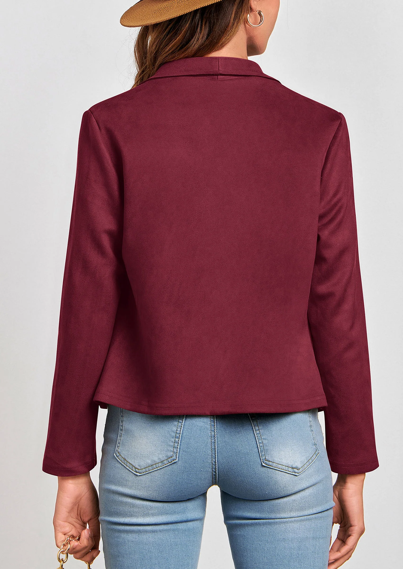 PRETTYGARDEN Women's Faux Suede Jackets Fashion Fall Clothes Long Sleeve Open Front Cropped Coat Outwear - Image 59