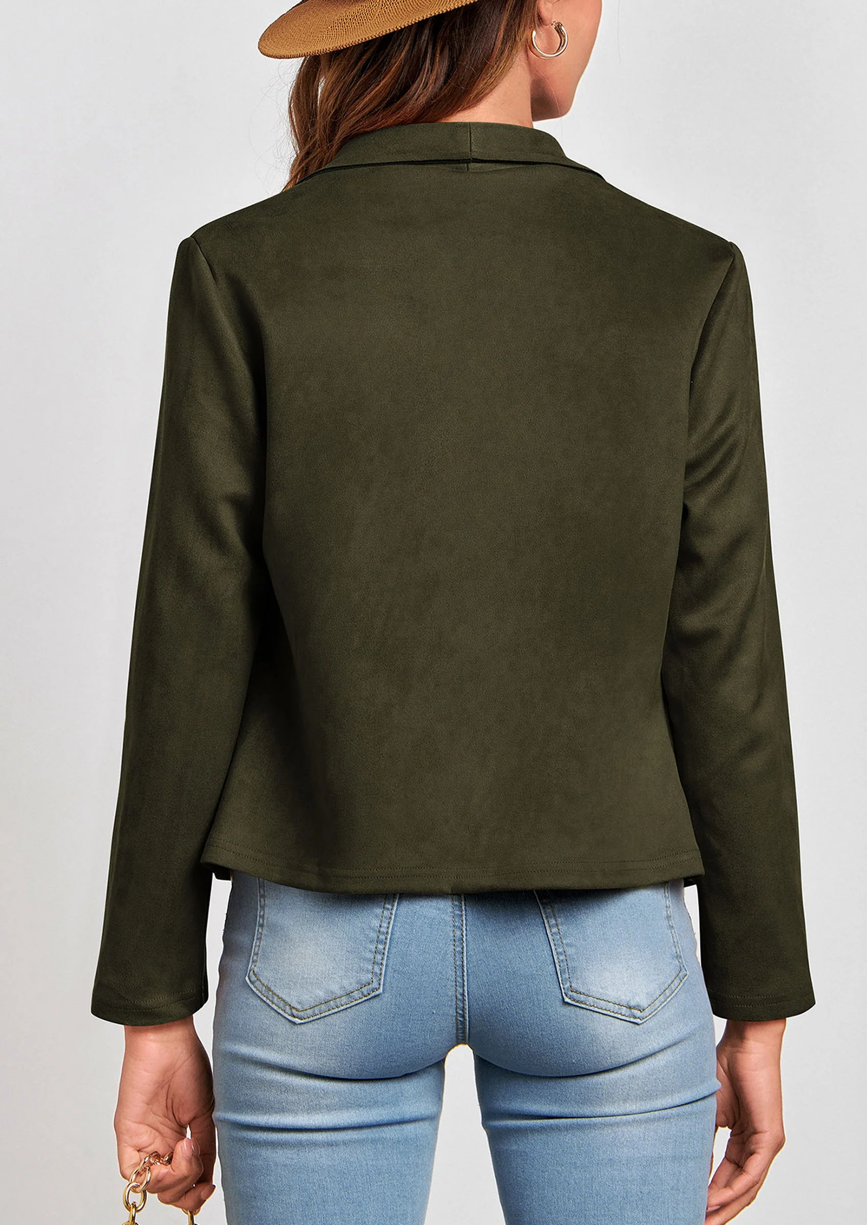 PRETTYGARDEN Women's Faux Suede Jackets Fashion Fall Clothes Long Sleeve Open Front Cropped Coat Outwear - Image 65