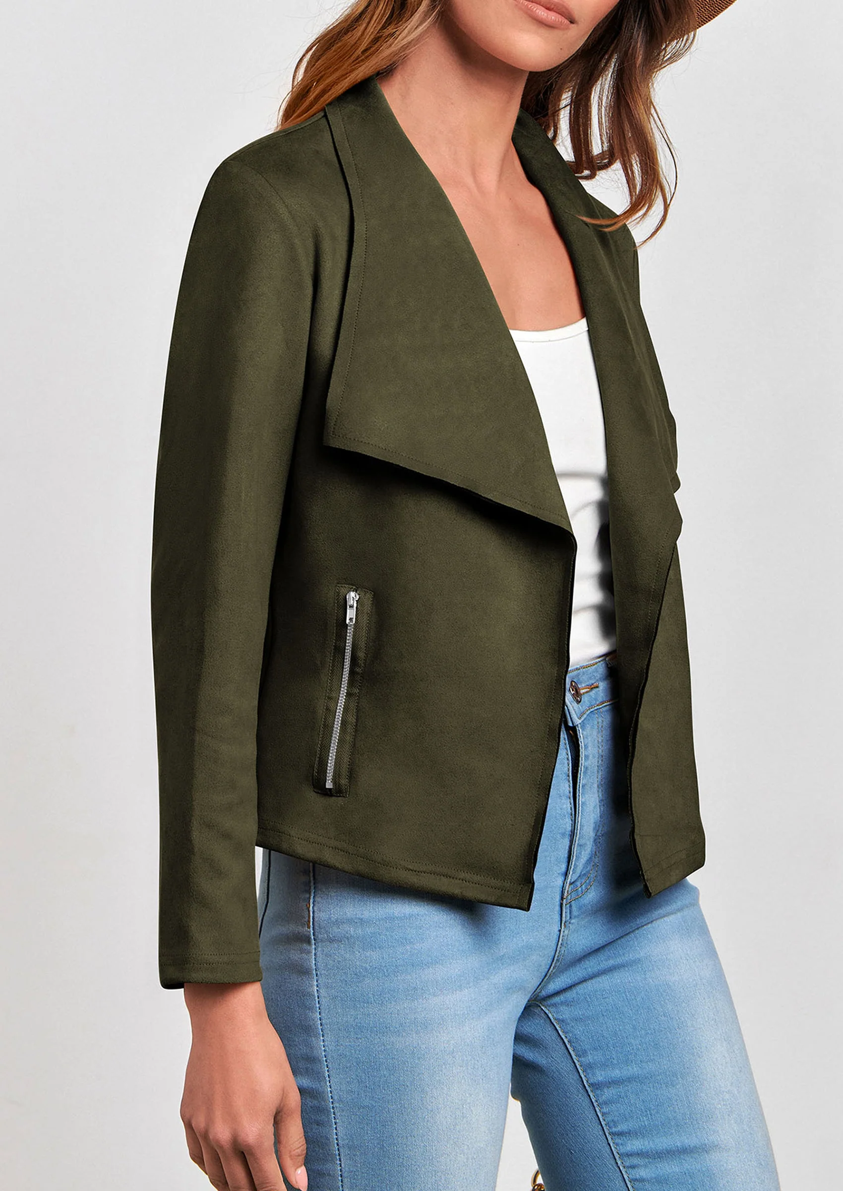 PRETTYGARDEN Women's Faux Suede Jackets Fashion Fall Clothes Long Sleeve Open Front Cropped Coat Outwear - Image 69