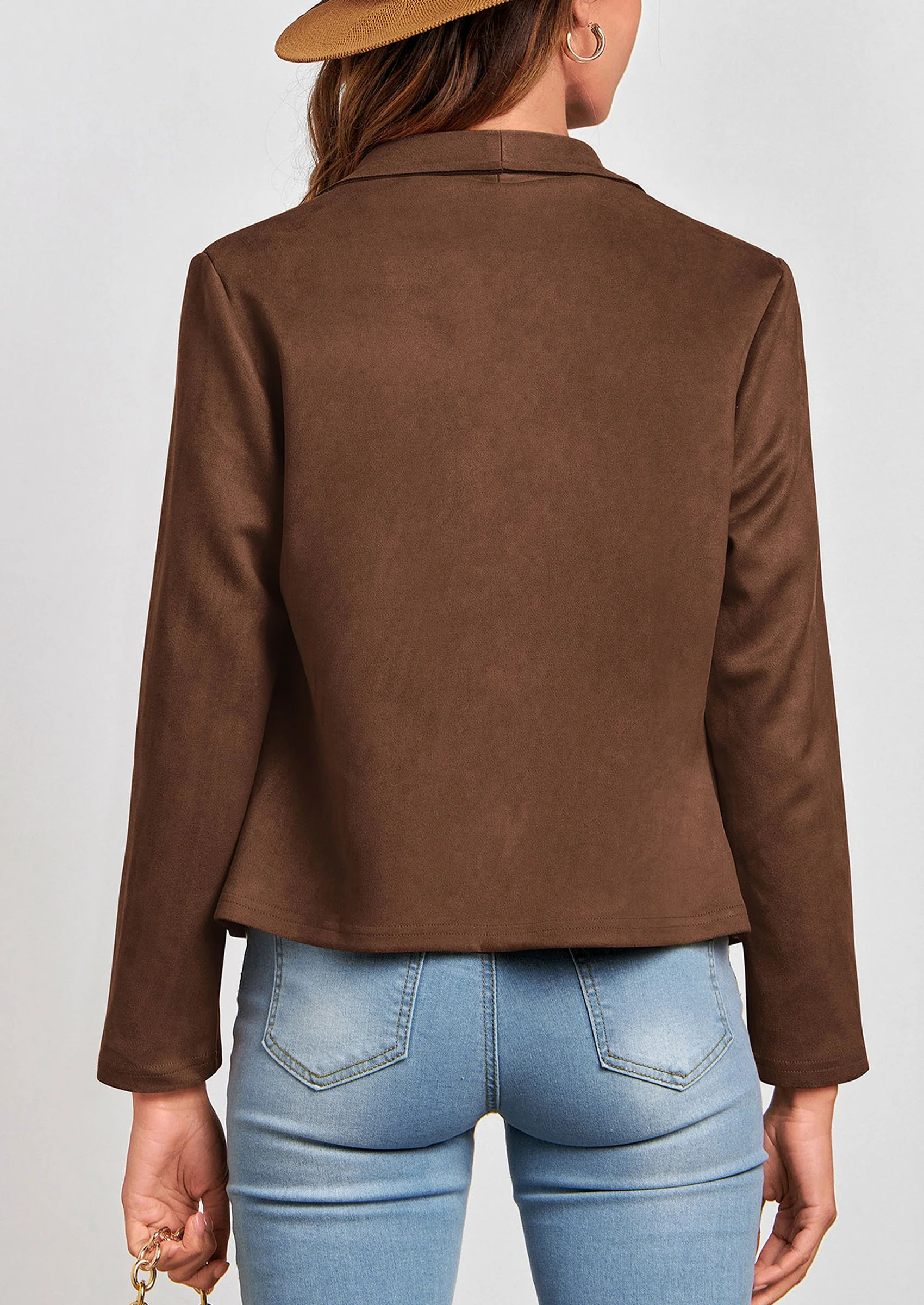 PRETTYGARDEN Women's Faux Suede Jackets Fashion Fall Clothes Long Sleeve Open Front Cropped Coat Outwear - Image 72