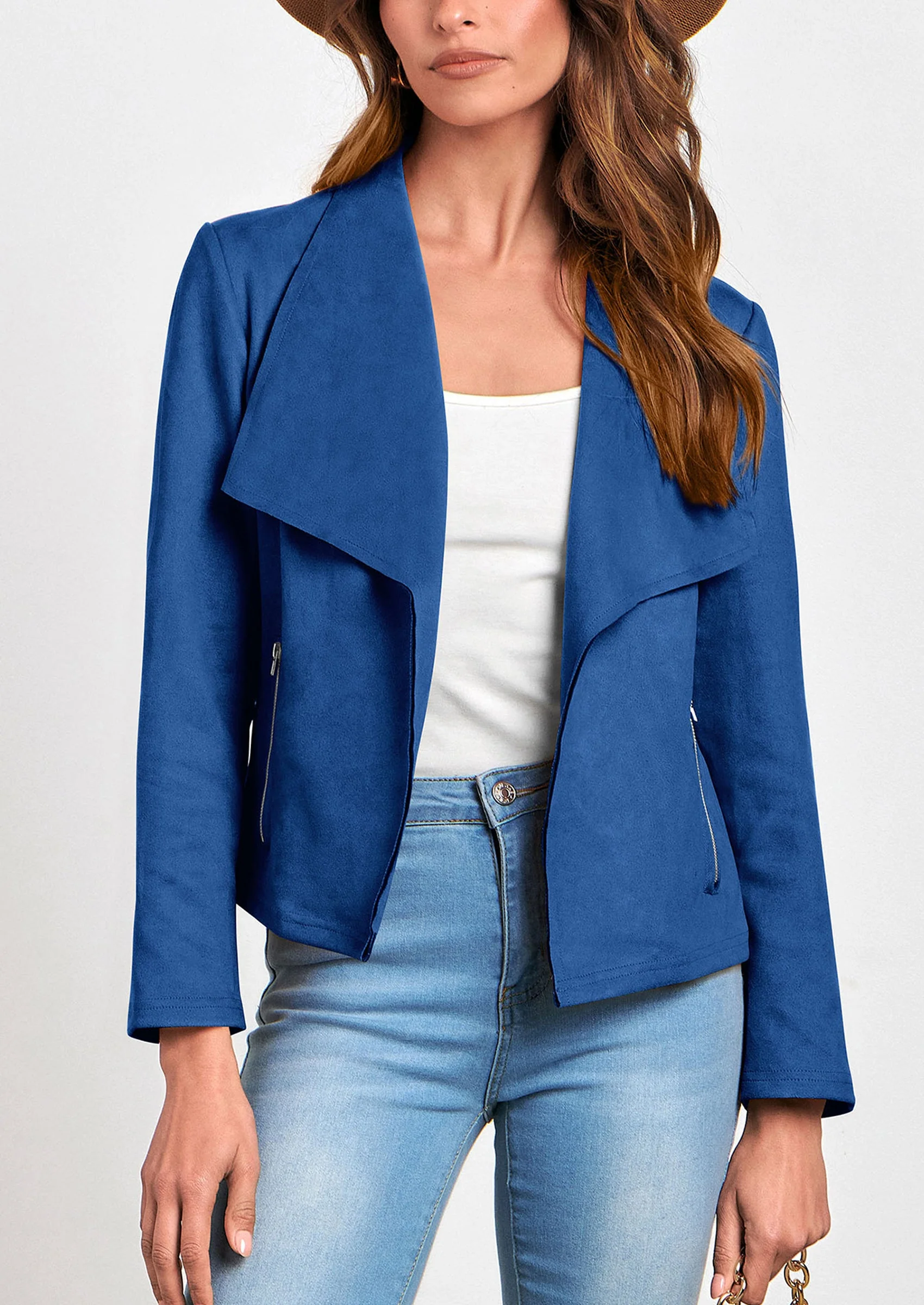 PRETTYGARDEN Women's Faux Suede Jackets Fashion Fall Clothes Long Sleeve Open Front Cropped Coat Outwear - Image 83