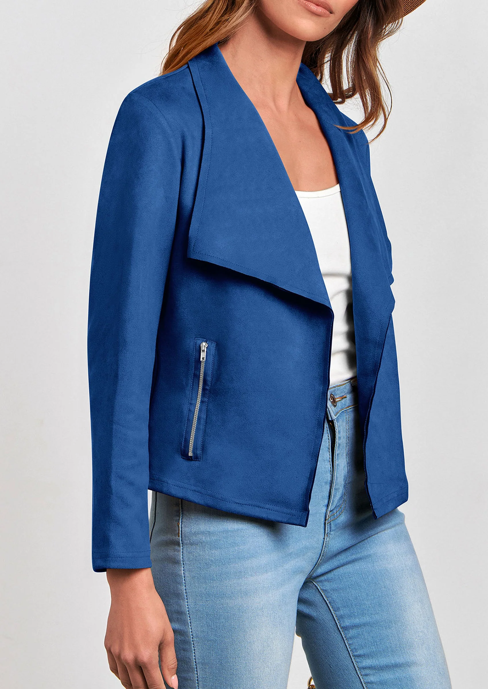 PRETTYGARDEN Women's Faux Suede Jackets Fashion Fall Clothes Long Sleeve Open Front Cropped Coat Outwear - Image 84