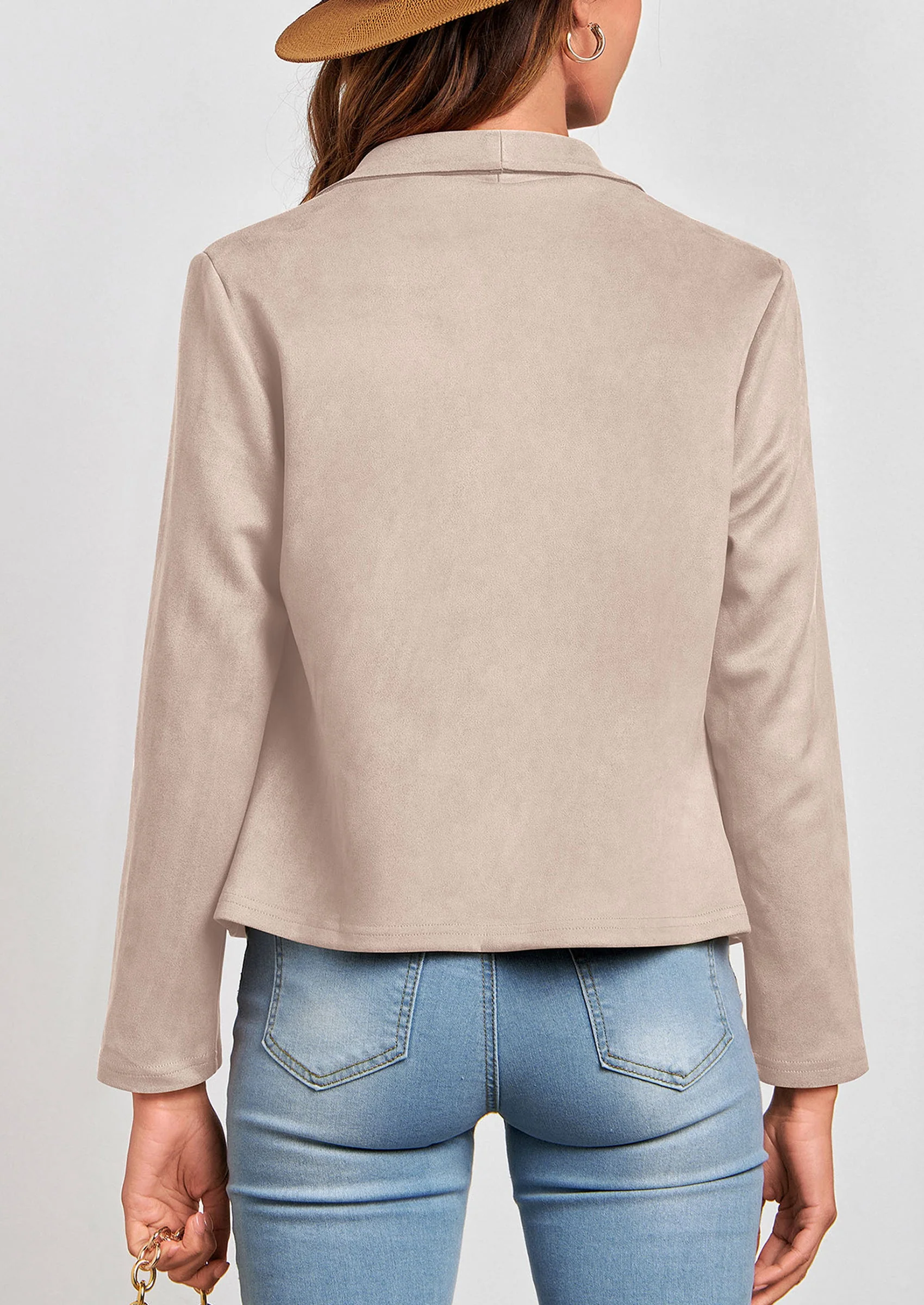 PRETTYGARDEN Women's Faux Suede Jackets Fashion Fall Clothes Long Sleeve Open Front Cropped Coat Outwear - Image 87