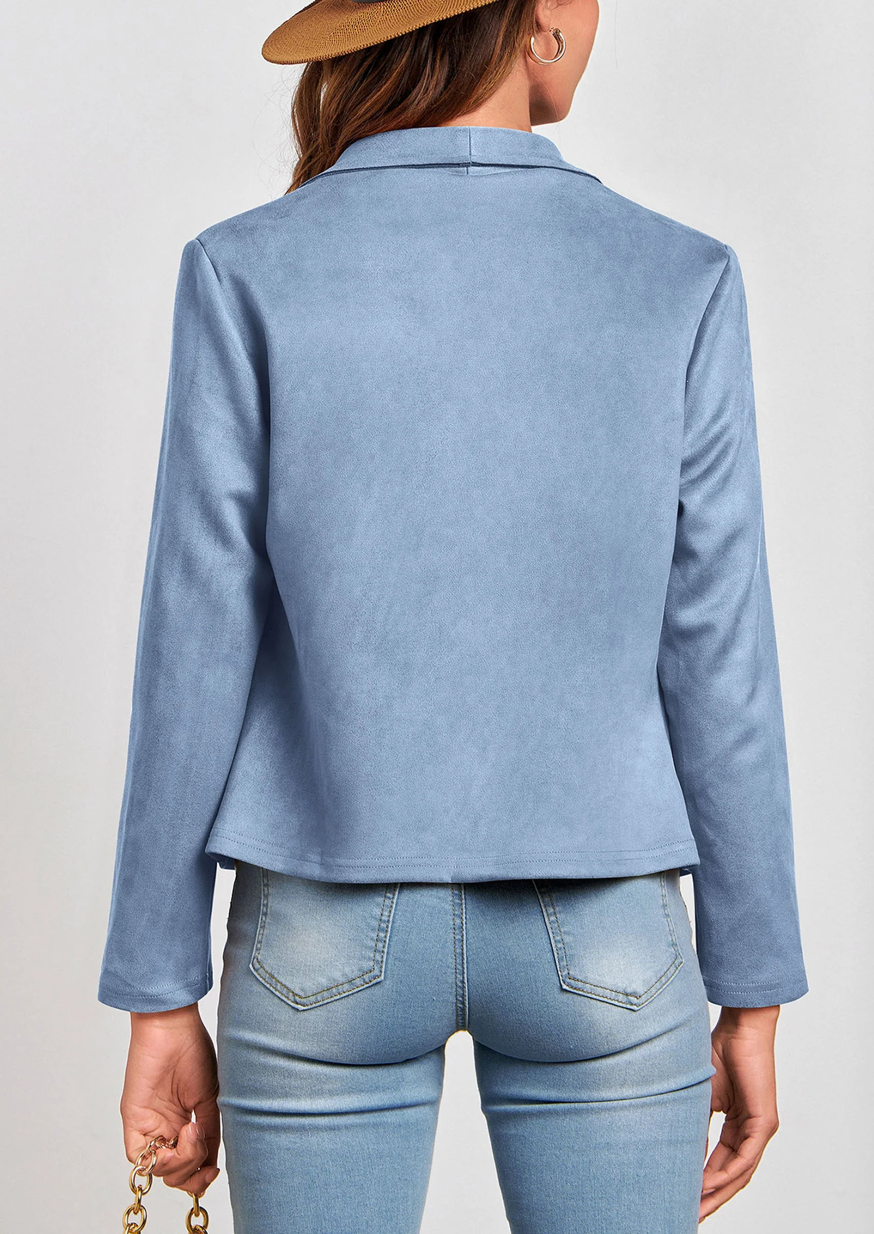 PRETTYGARDEN Women's Faux Suede Jackets Fashion Fall Clothes Long Sleeve Open Front Cropped Coat Outwear - Image 94