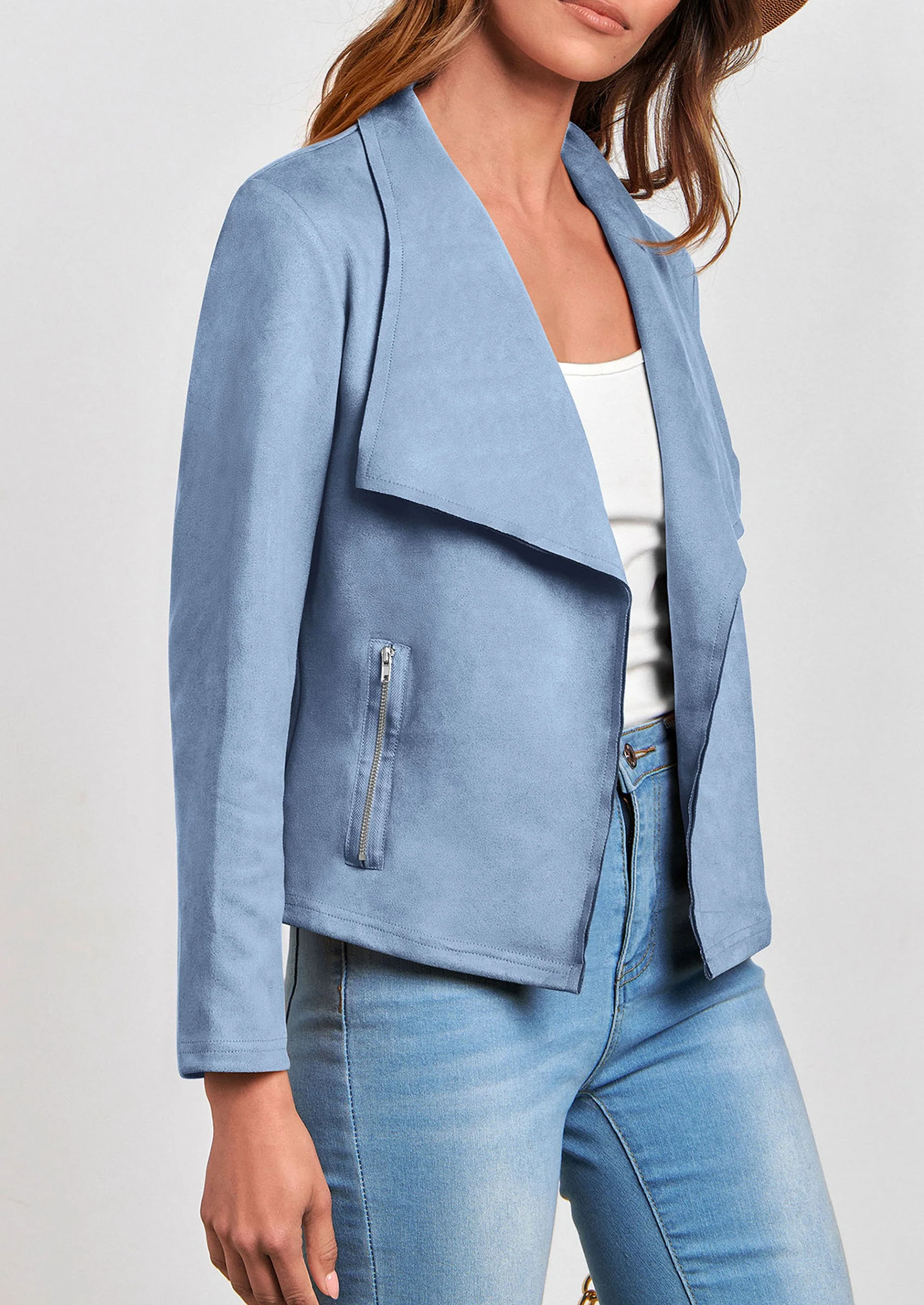 PRETTYGARDEN Women's Faux Suede Jackets Fashion Fall Clothes Long Sleeve Open Front Cropped Coat Outwear - Image 96