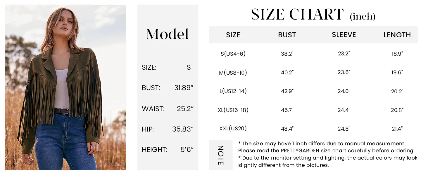PRETTYGARDEN Women's Fringe Faux Suede Leather Jackets Fashion Tassel Motorcycle Cropped Coats - Image 10