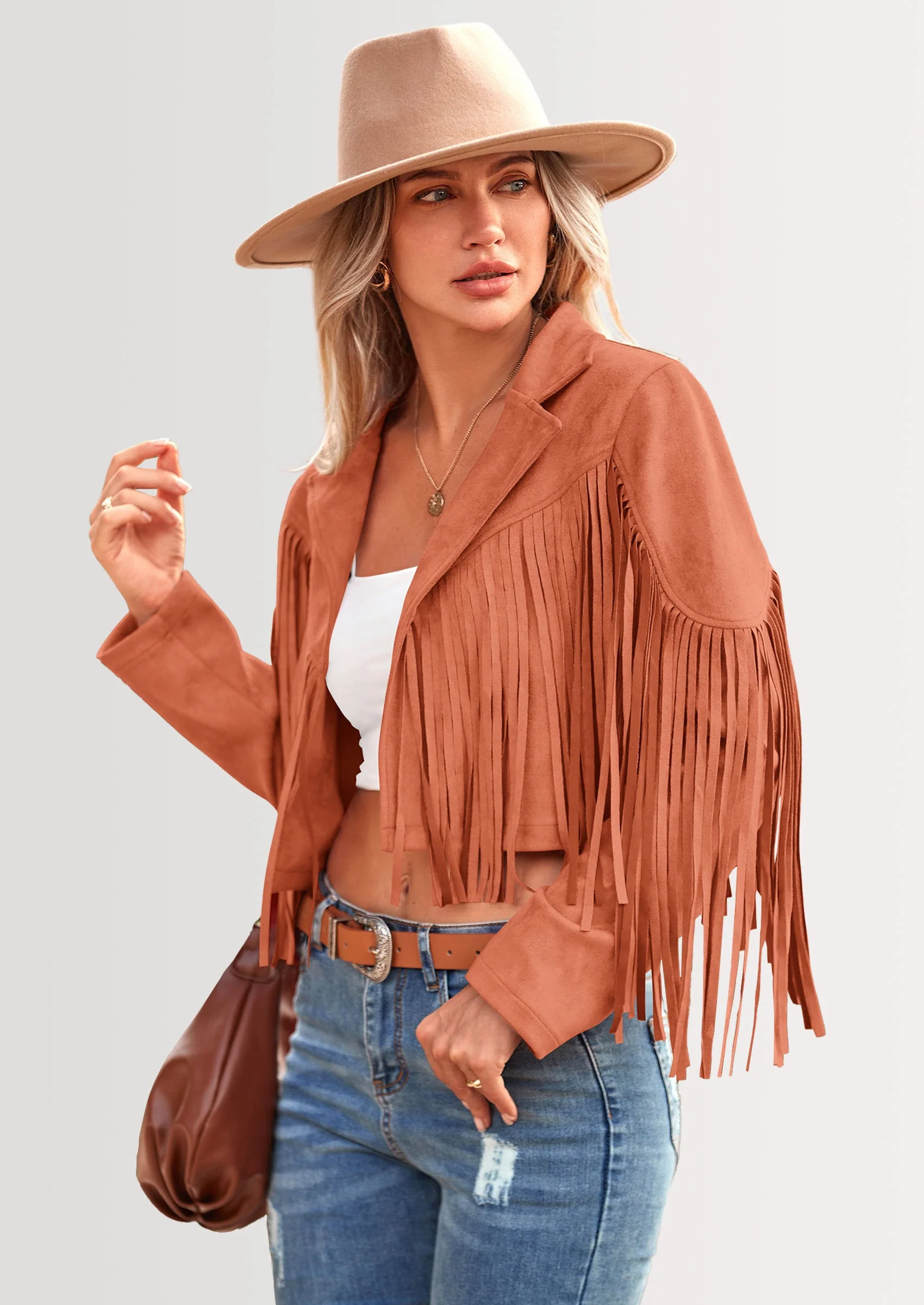 PRETTYGARDEN Women's Fringe Faux Suede Leather Jackets Fashion Tassel Motorcycle Cropped Coats - Image 101