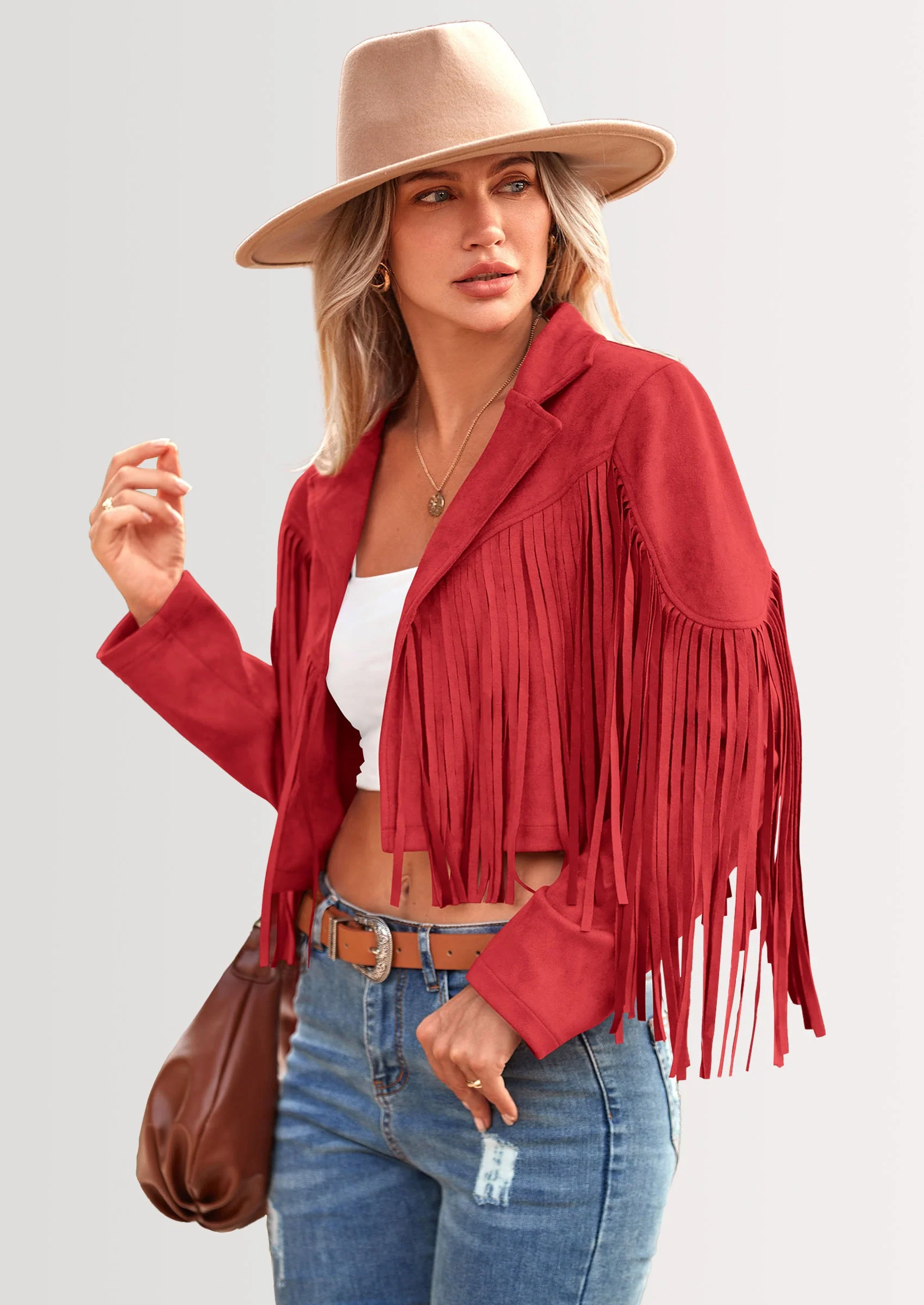 PRETTYGARDEN Women's Fringe Faux Suede Leather Jackets Fashion Tassel Motorcycle Cropped Coats - Image 119