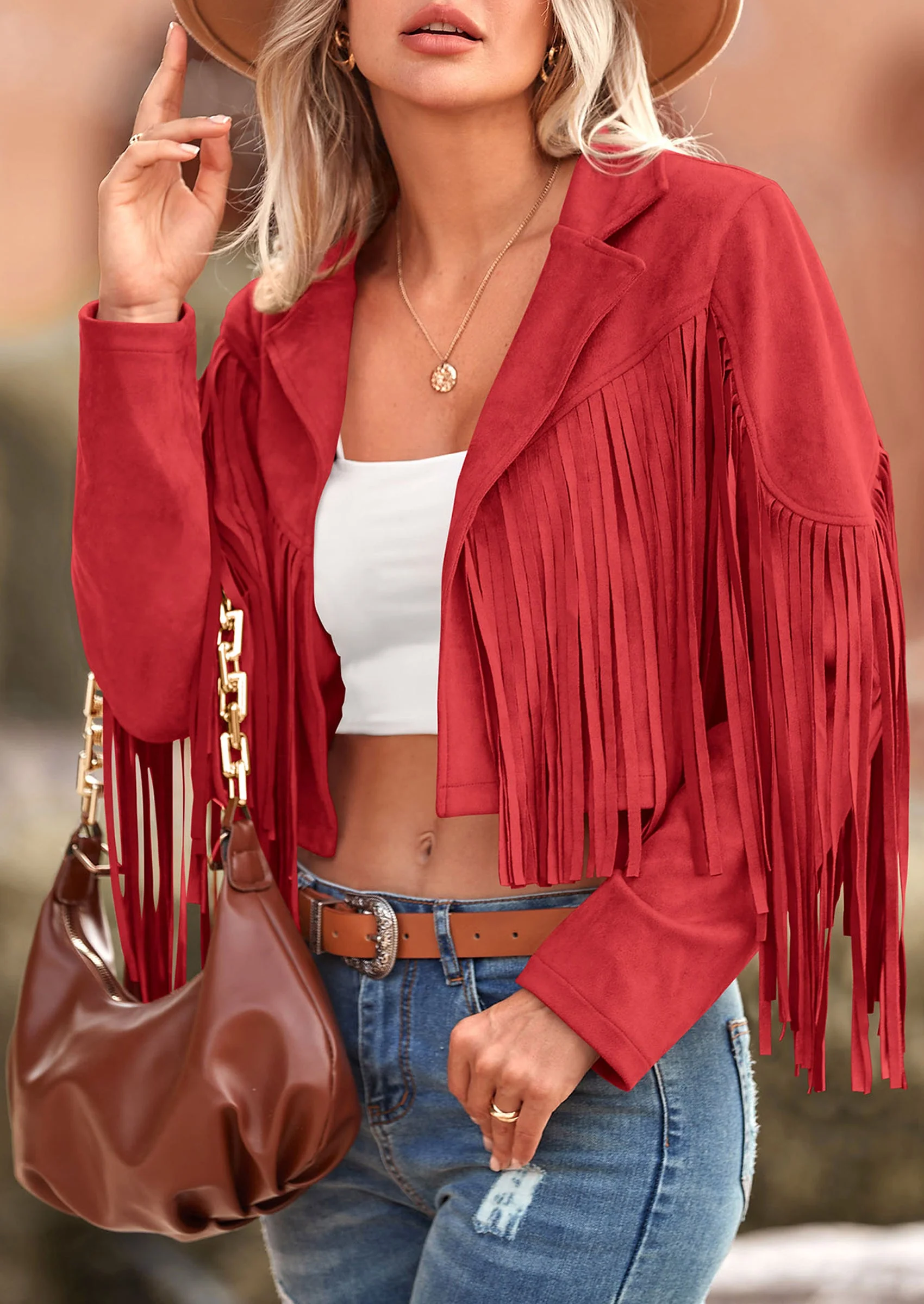 PRETTYGARDEN Women's Fringe Faux Suede Leather Jackets Fashion Tassel Motorcycle Cropped Coats - Image 121