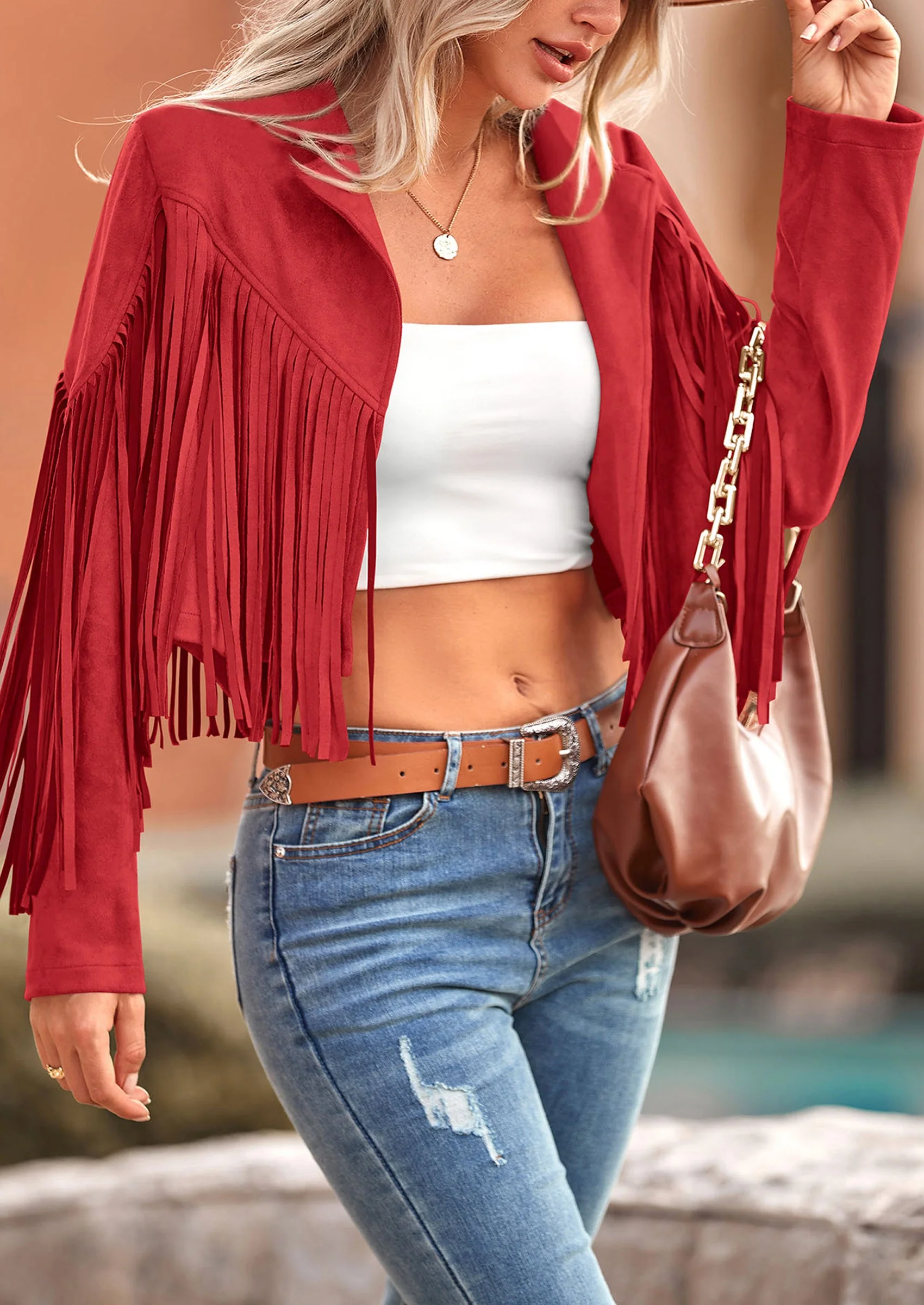 PRETTYGARDEN Women's Fringe Faux Suede Leather Jackets Fashion Tassel Motorcycle Cropped Coats - Image 123