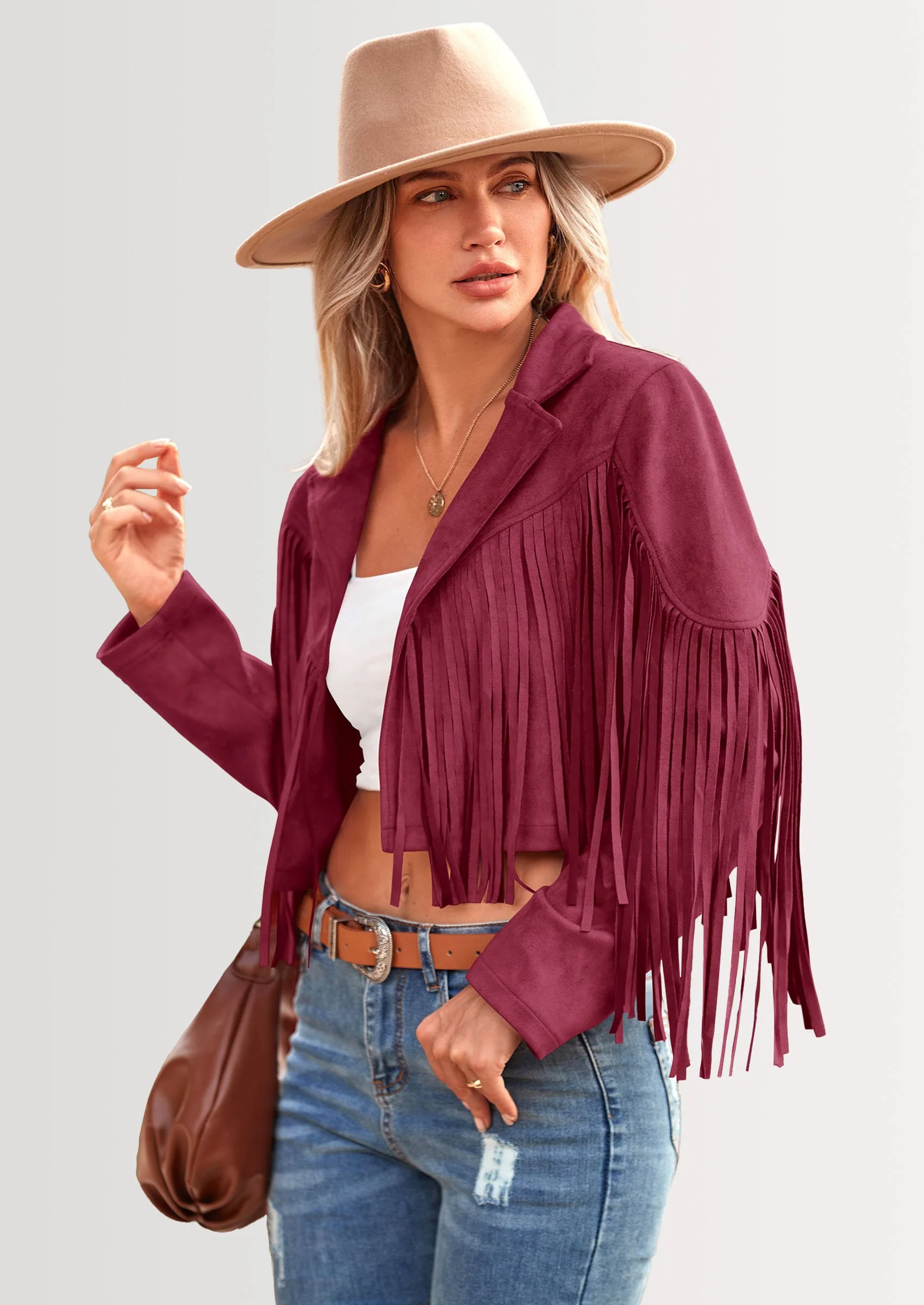 PRETTYGARDEN Women's Fringe Faux Suede Leather Jackets Fashion Tassel Motorcycle Cropped Coats - Image 137