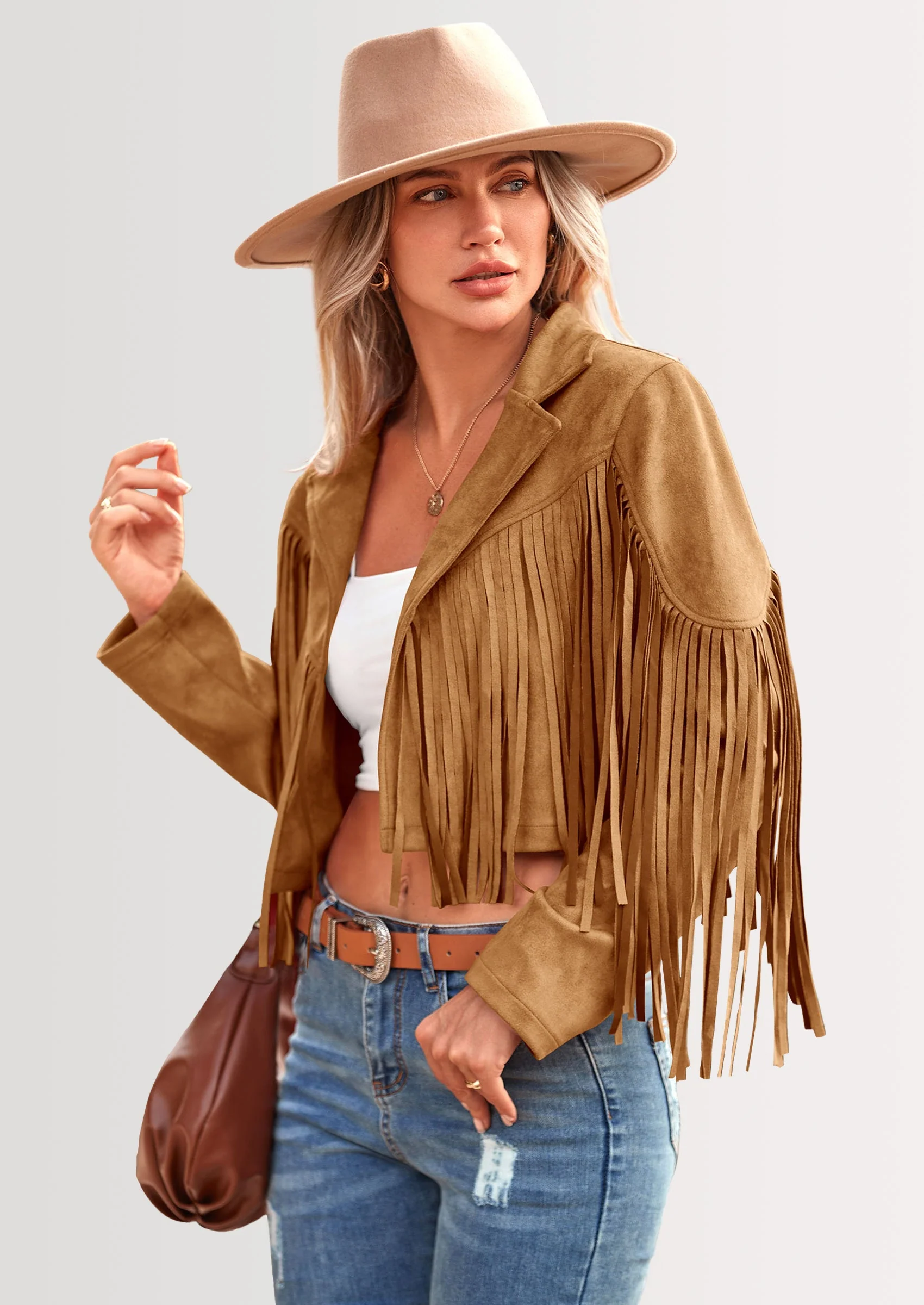 PRETTYGARDEN Women's Fringe Faux Suede Leather Jackets Fashion Tassel Motorcycle Cropped Coats - Image 38