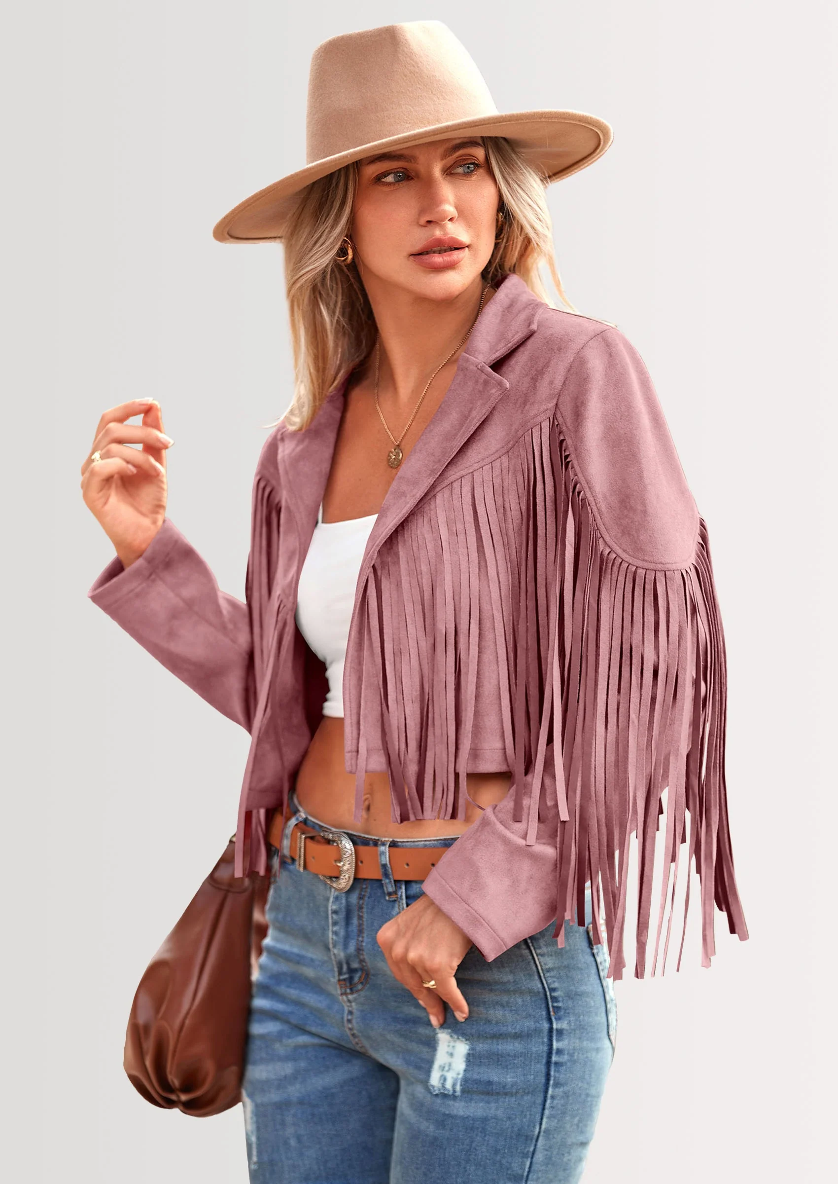 PRETTYGARDEN Women's Fringe Faux Suede Leather Jackets Fashion Tassel Motorcycle Cropped Coats - Image 65