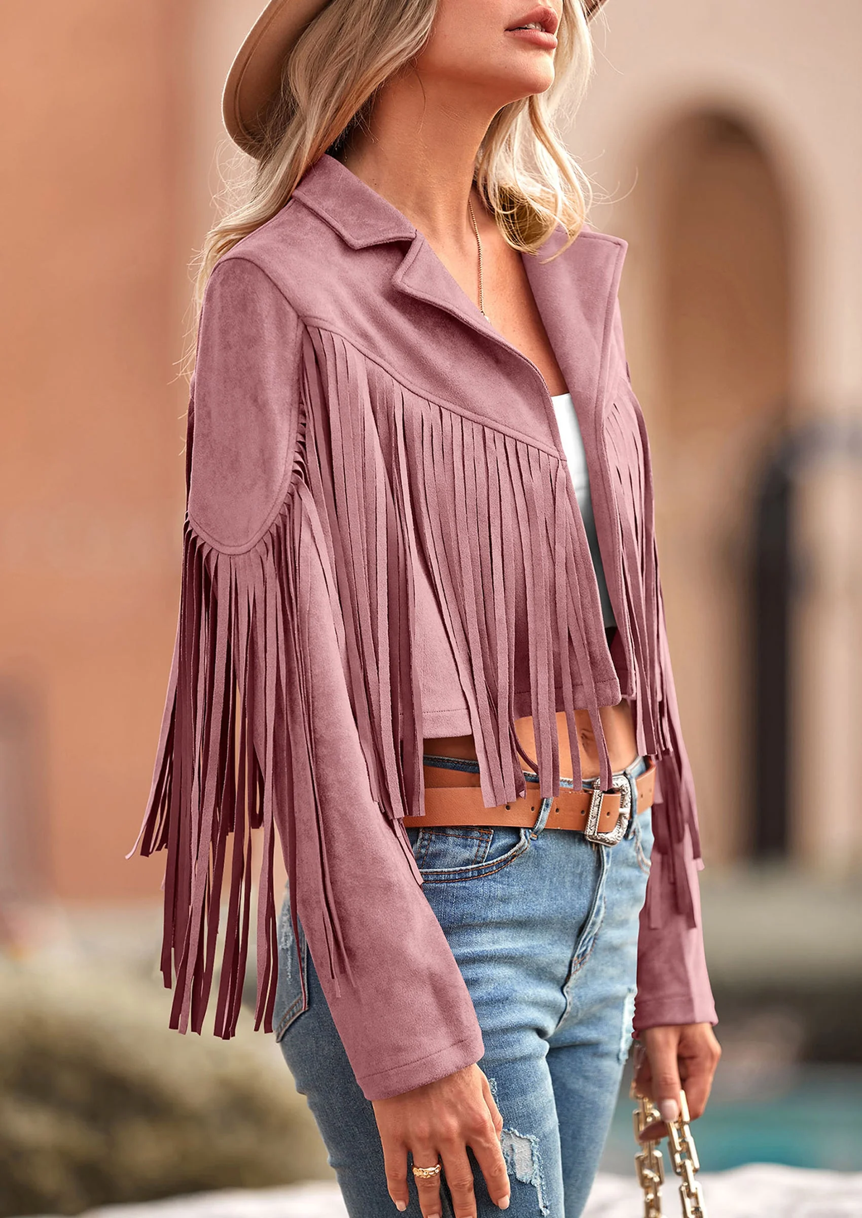 PRETTYGARDEN Women's Fringe Faux Suede Leather Jackets Fashion Tassel Motorcycle Cropped Coats - Image 70