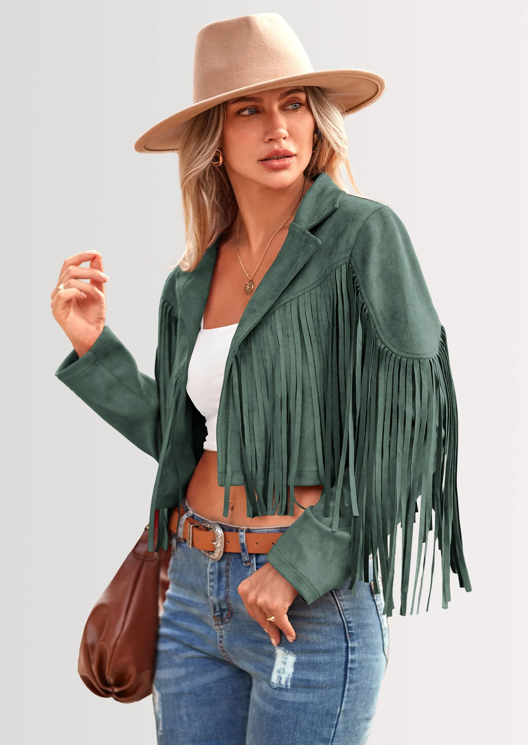 PRETTYGARDEN Women's Fringe Faux Suede Leather Jackets Fashion Tassel Motorcycle Cropped Coats - Image 74