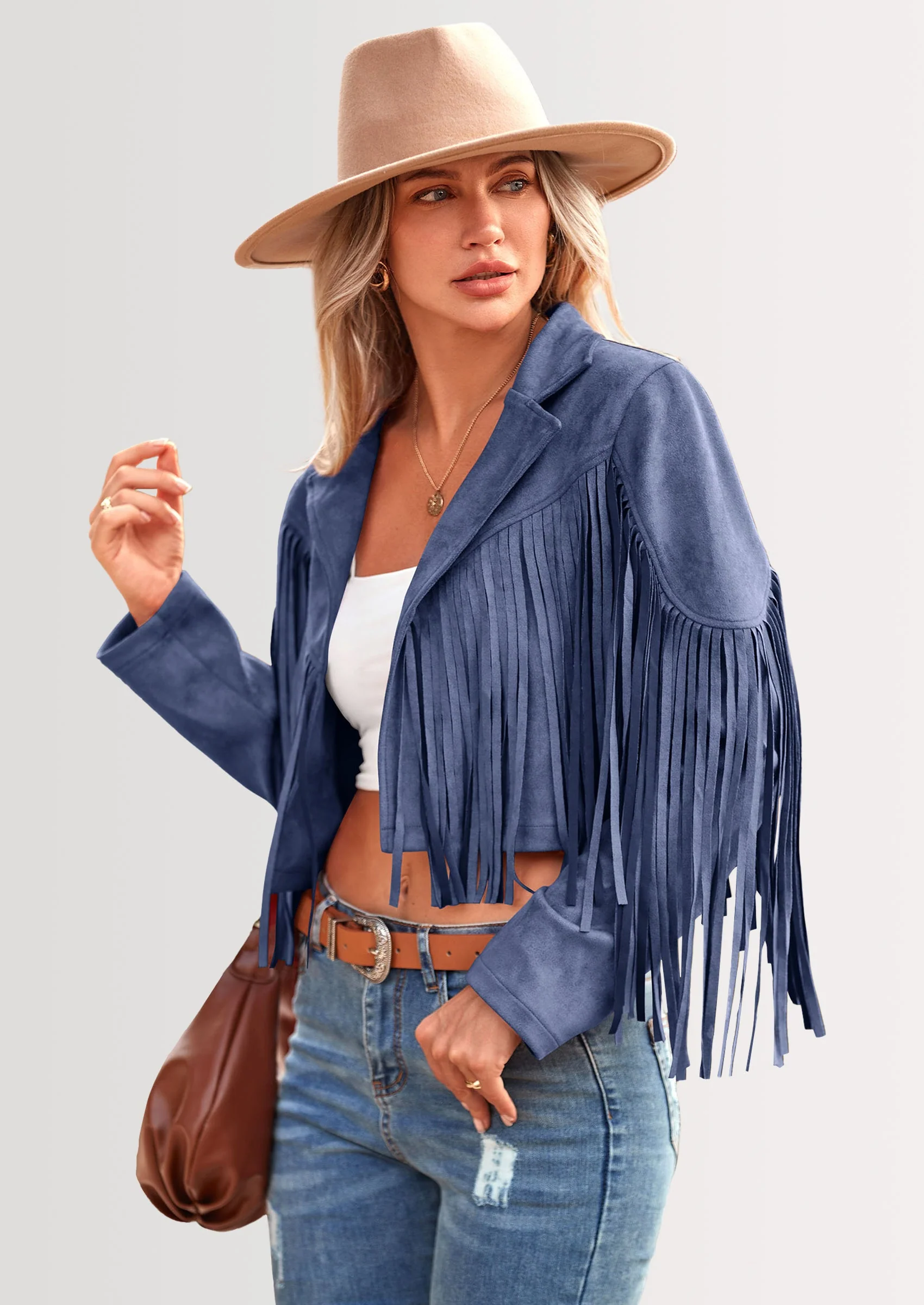 PRETTYGARDEN Women's Fringe Faux Suede Leather Jackets Fashion Tassel Motorcycle Cropped Coats - Image 83