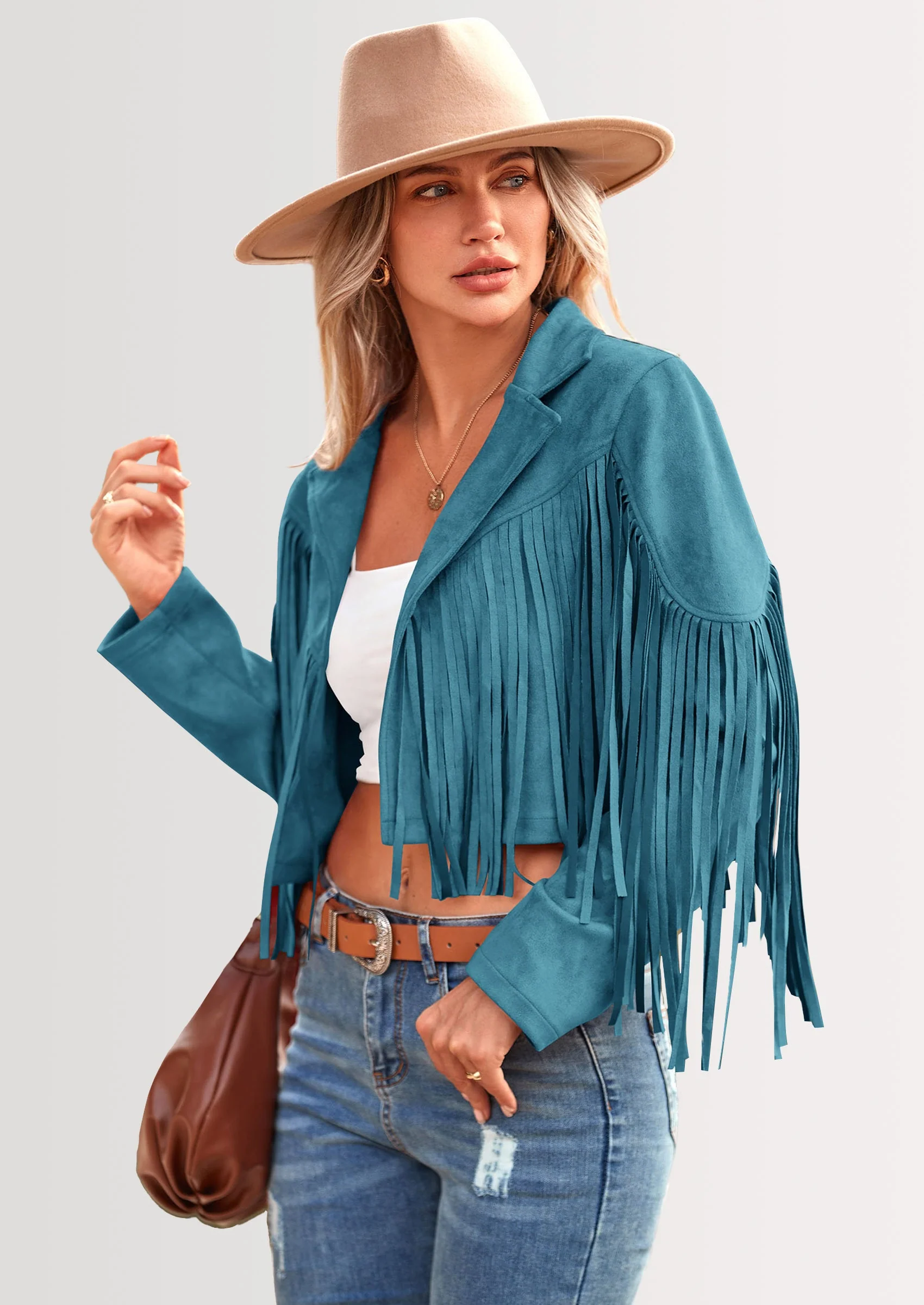 PRETTYGARDEN Women's Fringe Faux Suede Leather Jackets Fashion Tassel Motorcycle Cropped Coats - Image 92
