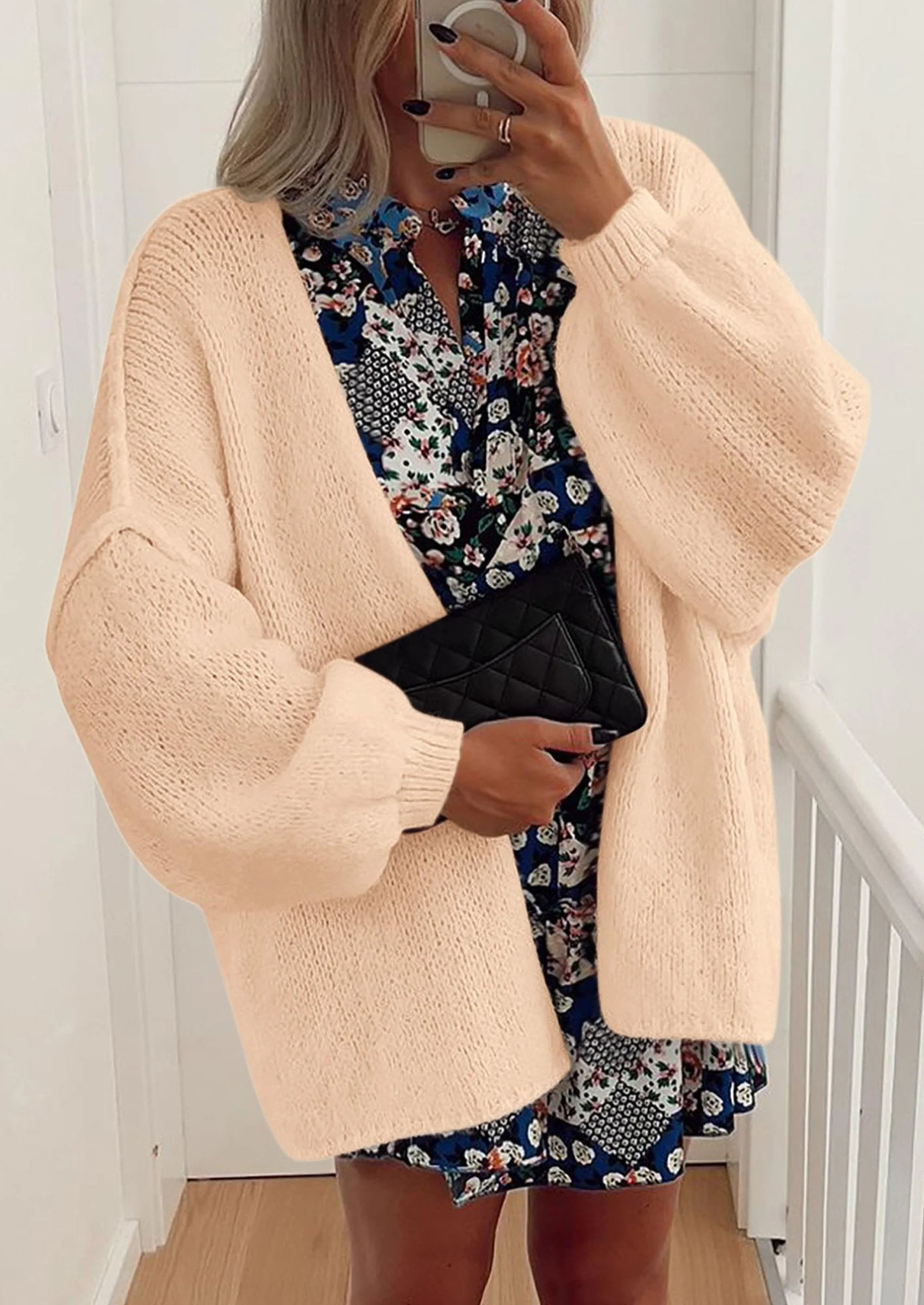 PRETTYGARDEN Womens Oversized Cardigan Sweaters Fall Long Lantern Sleeve Knit Open Front Lightweight Sweater - Image 5