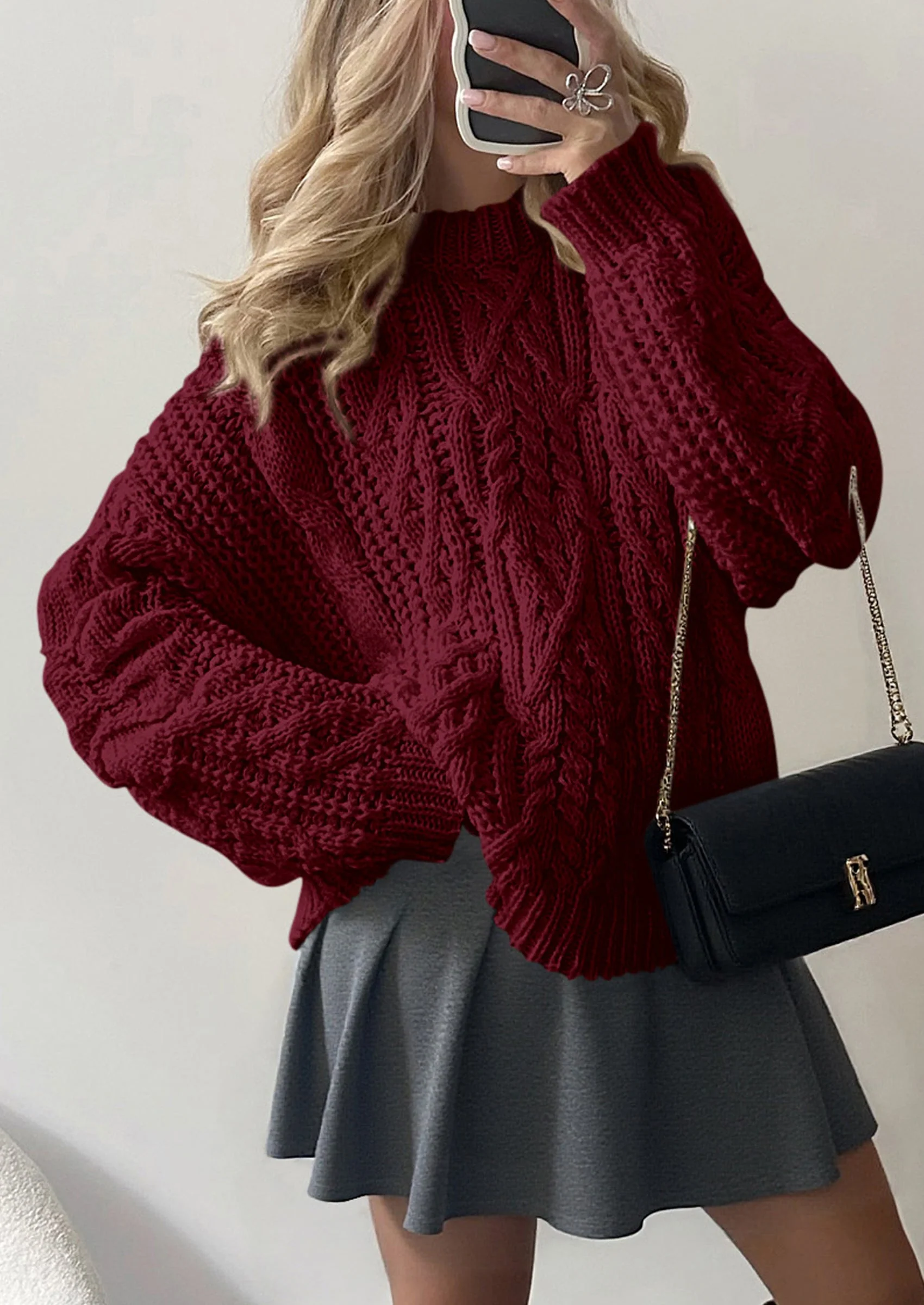 PRETTYGARDEN Women's Oversized Fall Sweaters Casual Long Sleeve Crewneck Chunky Cable Knit Pullover Tops Winter Clothes - Image 10