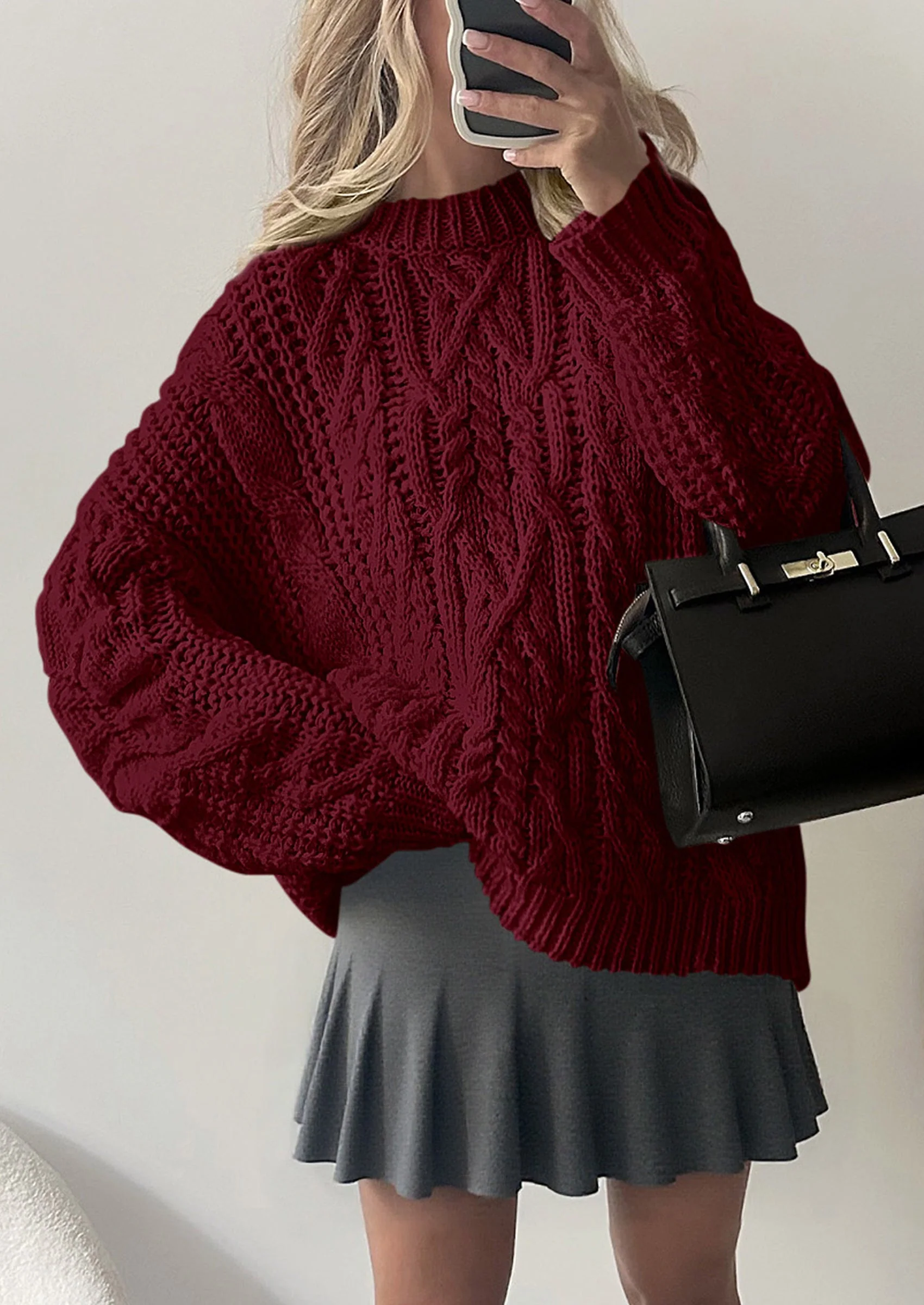 PRETTYGARDEN Women's Oversized Fall Sweaters Casual Long Sleeve Crewneck Chunky Cable Knit Pullover Tops Winter Clothes - Image 11