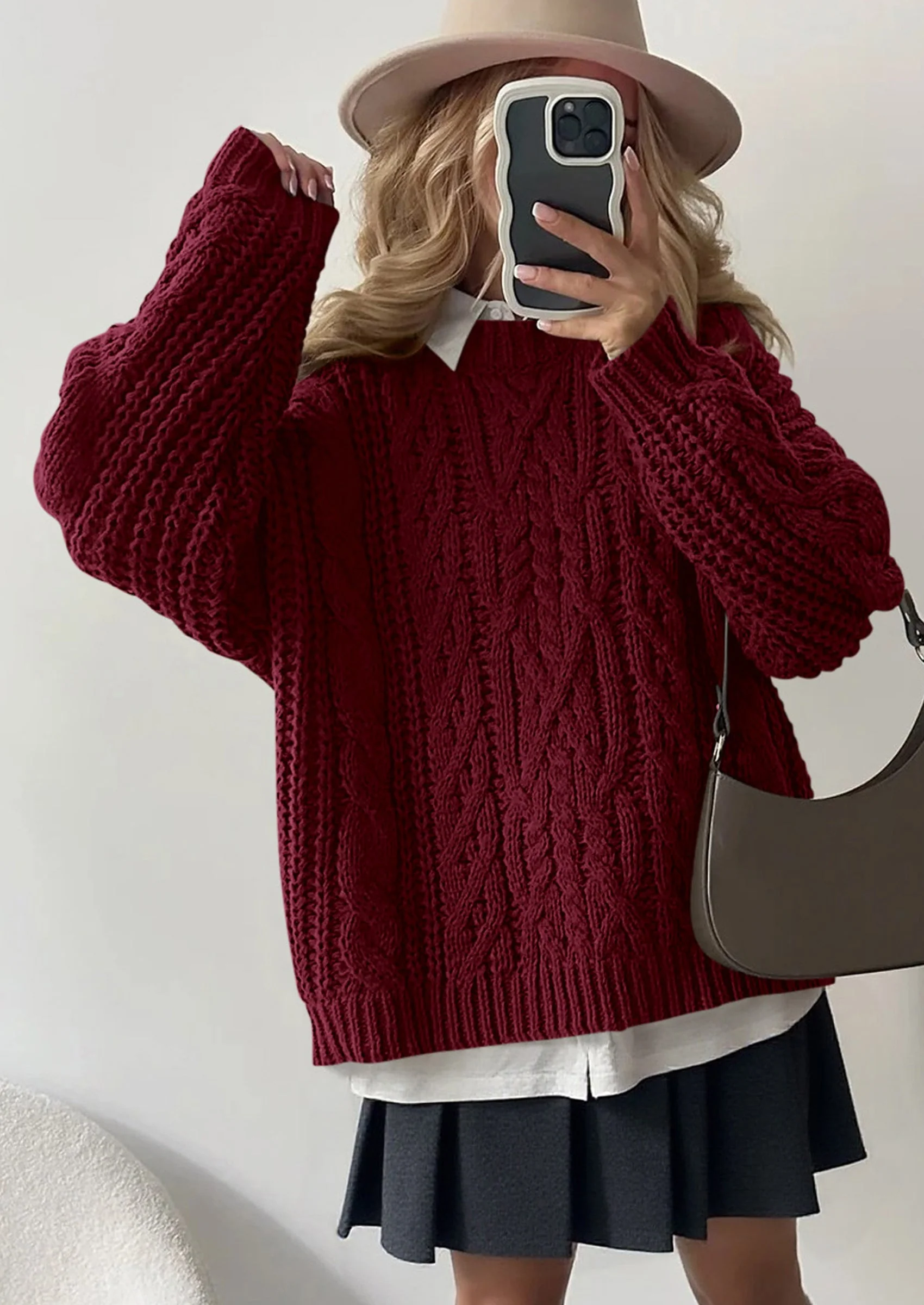 PRETTYGARDEN Women's Oversized Fall Sweaters Casual Long Sleeve Crewneck Chunky Cable Knit Pullover Tops Winter Clothes - Image 13