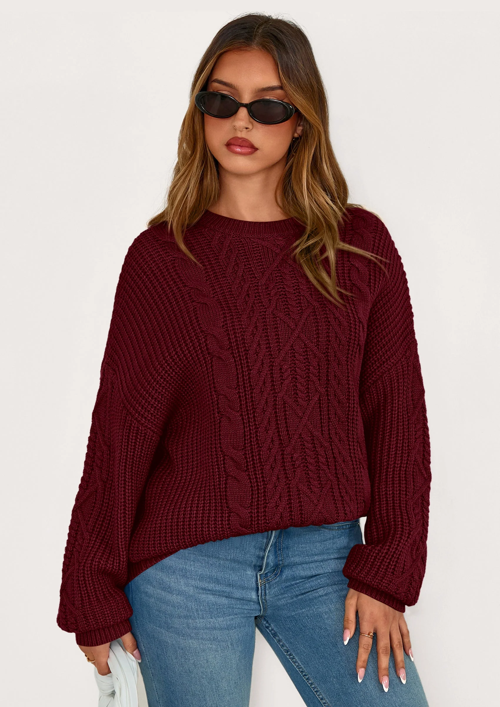 PRETTYGARDEN Women's Oversized Fall Sweaters Casual Long Sleeve Crewneck Chunky Cable Knit Pullover Tops Winter Clothes - Image 15