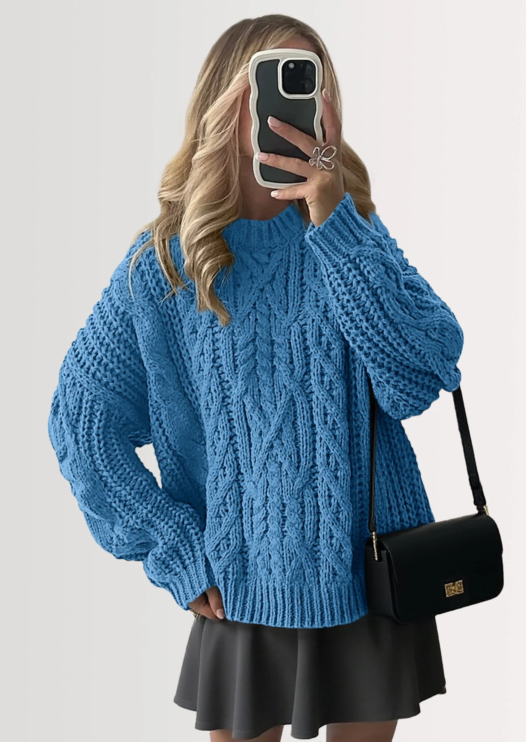 PRETTYGARDEN Women's Oversized Fall Sweaters Casual Long Sleeve Crewneck Chunky Cable Knit Pullover Tops Winter Clothes - Image 16