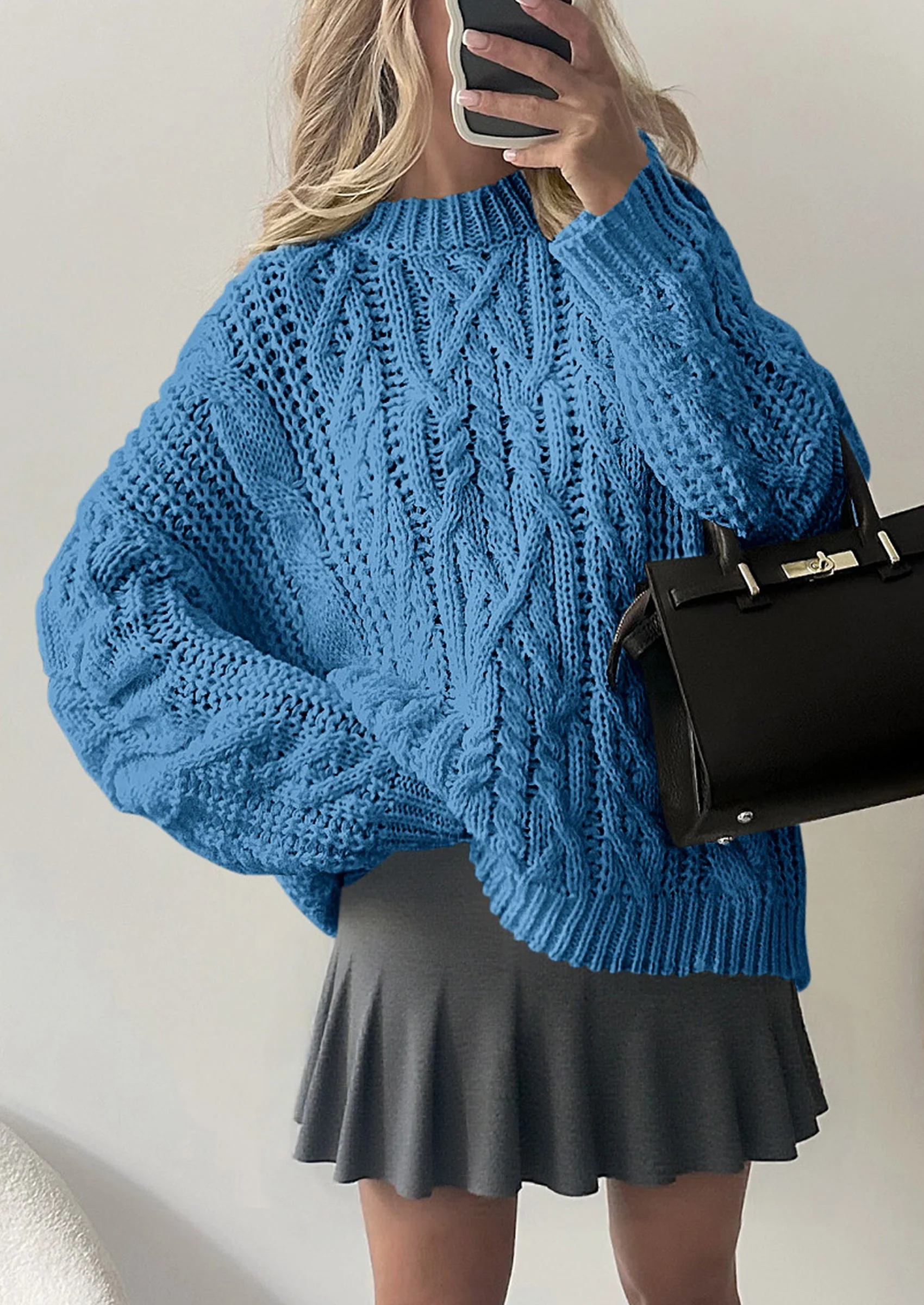 PRETTYGARDEN Women's Oversized Fall Sweaters Casual Long Sleeve Crewneck Chunky Cable Knit Pullover Tops Winter Clothes - Image 18