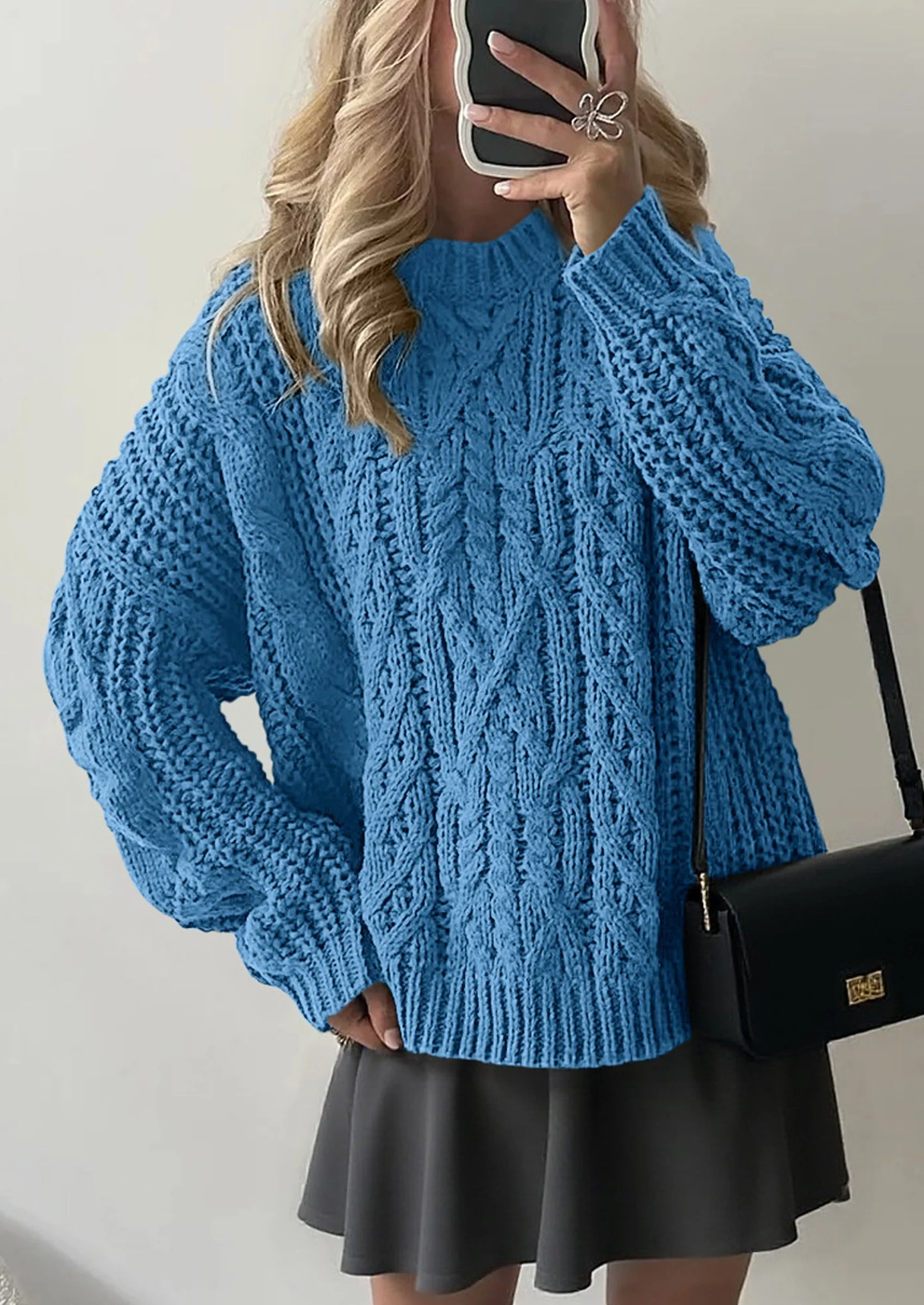 PRETTYGARDEN Women's Oversized Fall Sweaters Casual Long Sleeve Crewneck Chunky Cable Knit Pullover Tops Winter Clothes - Image 19