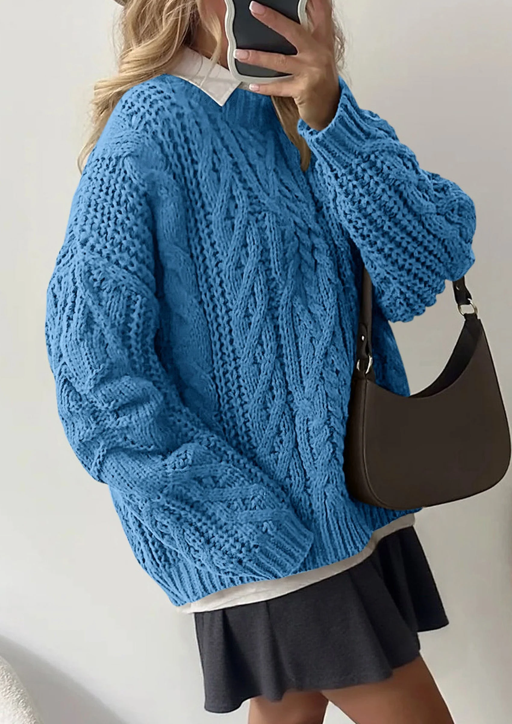 PRETTYGARDEN Women's Oversized Fall Sweaters Casual Long Sleeve Crewneck Chunky Cable Knit Pullover Tops Winter Clothes - Image 21