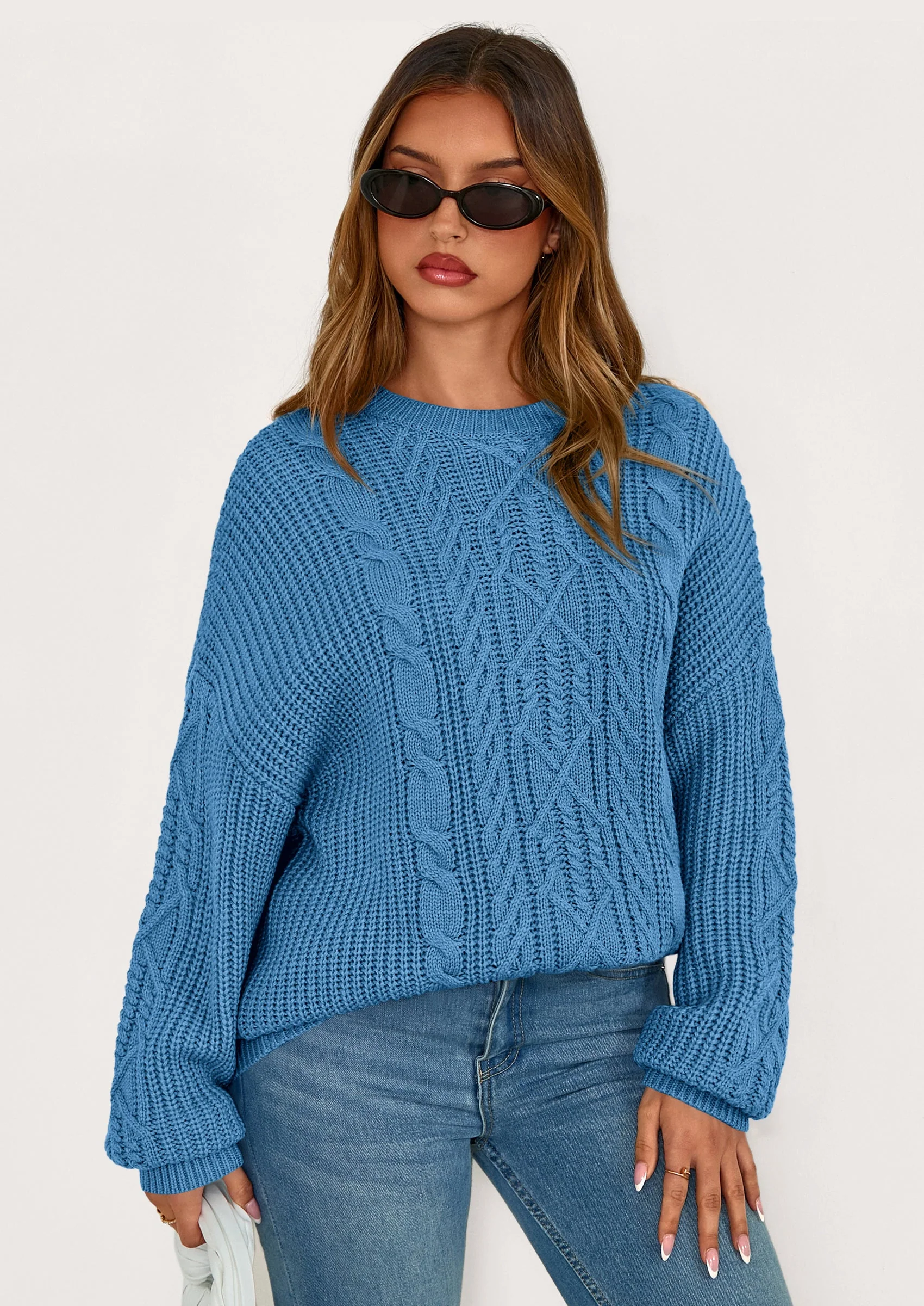 PRETTYGARDEN Women's Oversized Fall Sweaters Casual Long Sleeve Crewneck Chunky Cable Knit Pullover Tops Winter Clothes - Image 22